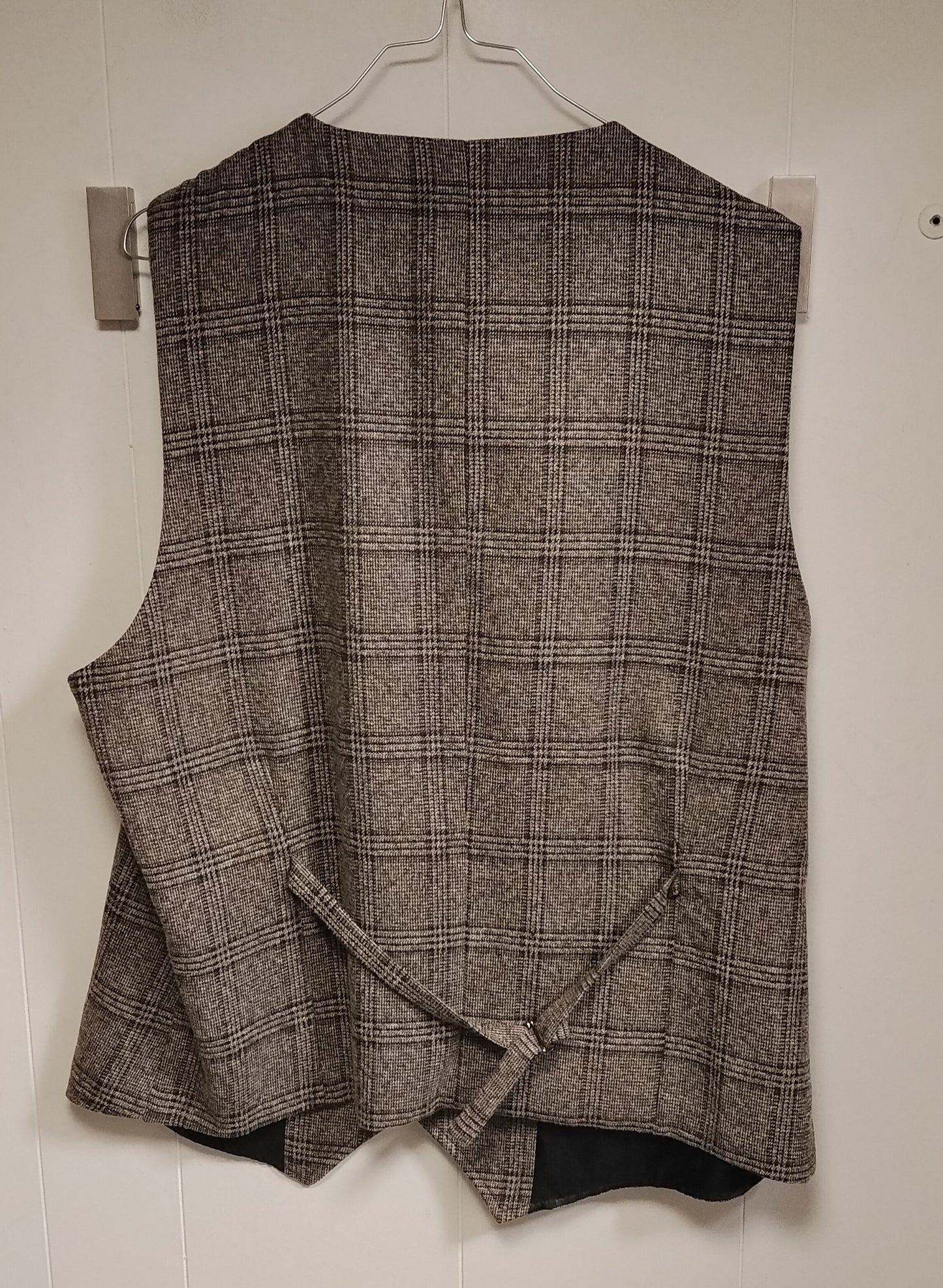 Gilet Uomo Quadri Vintage Beige Marrone Taglia L Elegante Classico
