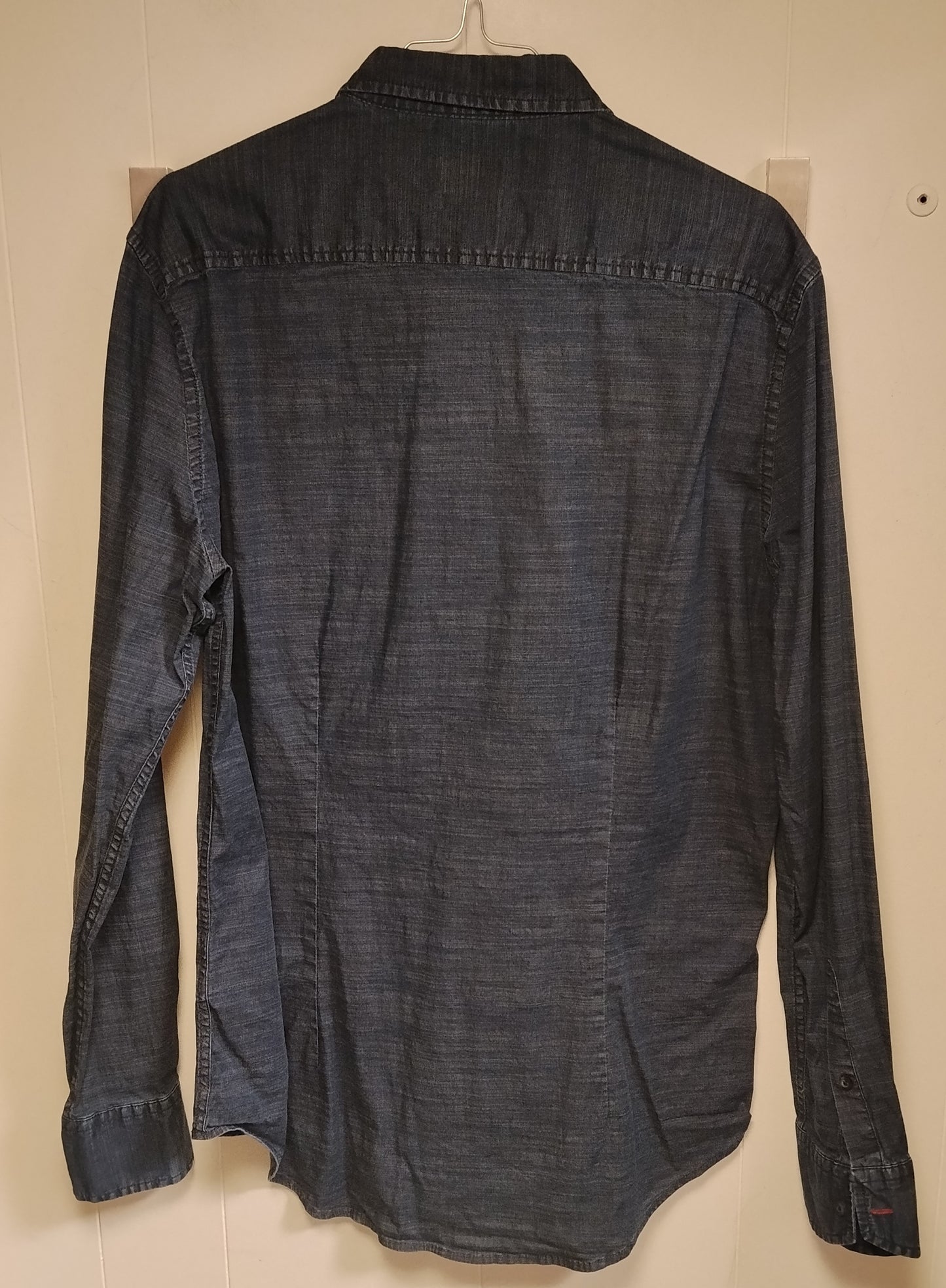 Camicia Uomo Dack's XL Slim Fit Denim Blu Casual Elegante