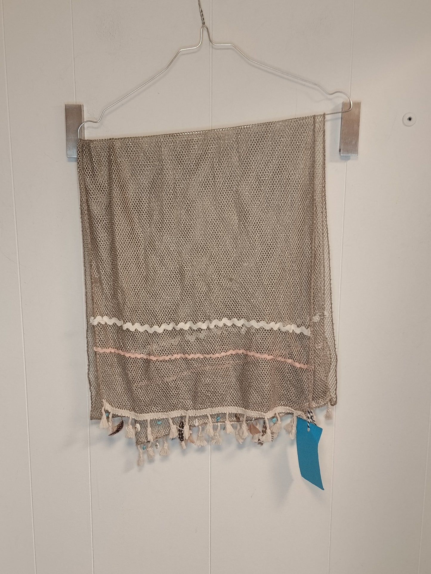 Pareo Donna Senza Marca Beige con Frange 168x40 cm