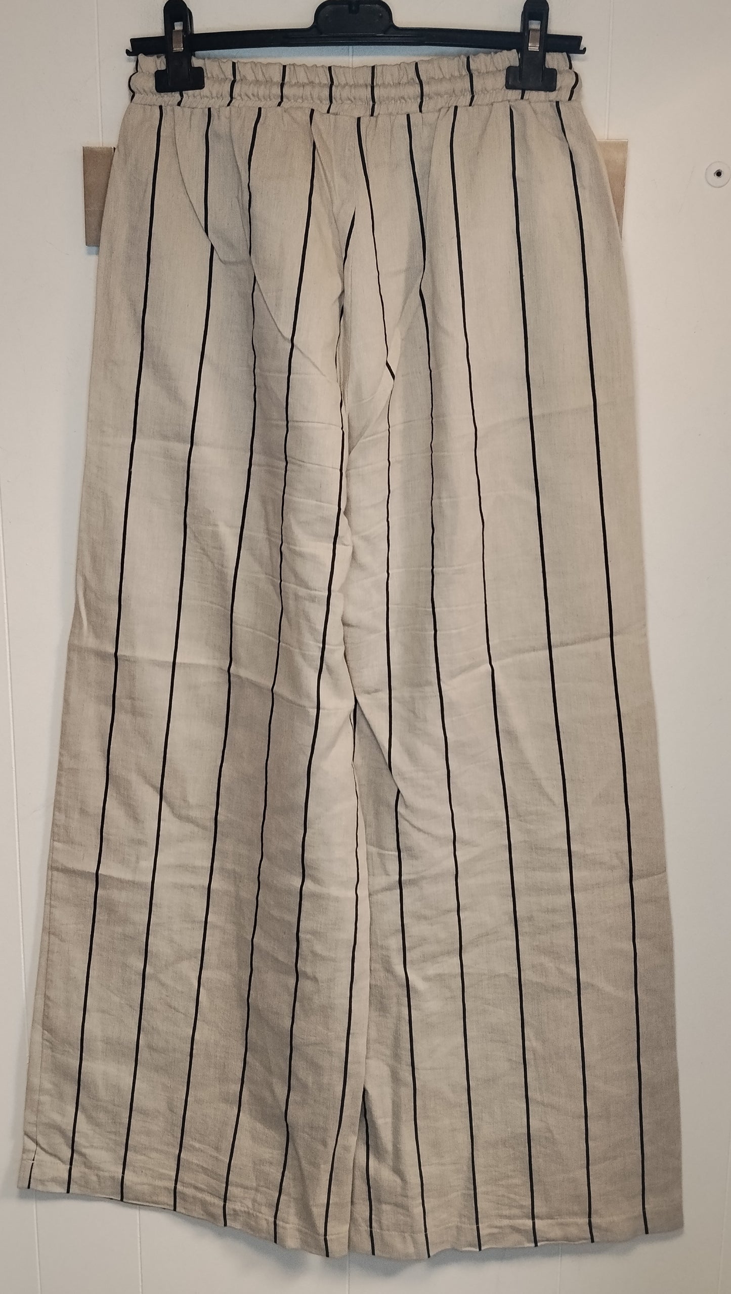 Pantalone Donna Susy Mix Taglia M A Righe Beige