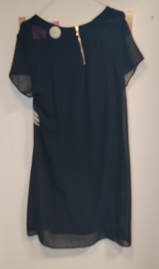 Abito Corto Donna Desigual Taglia 44 Nero Con Stampa Floreale