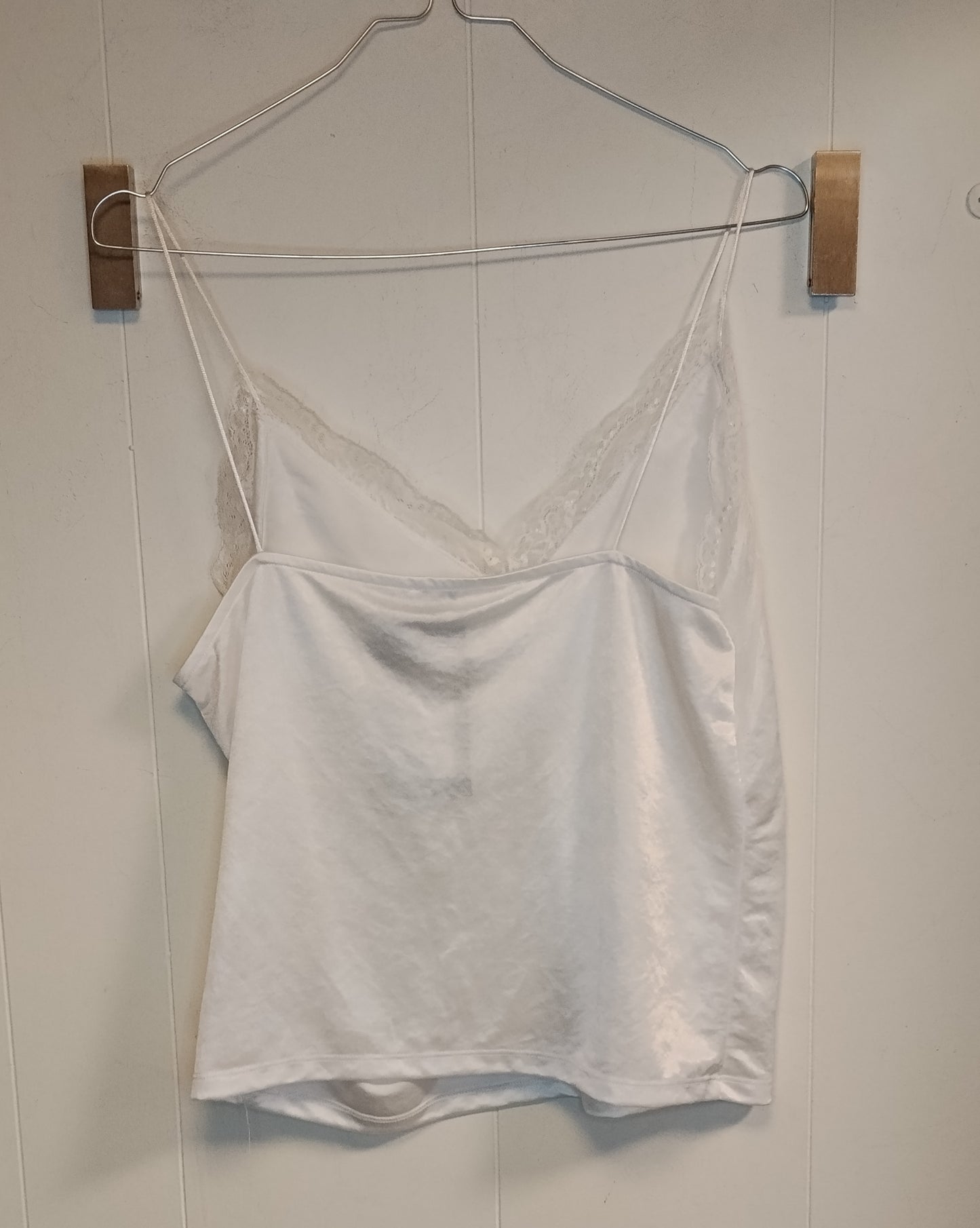 Top donna OVS bianco satinato con pizzo taglia S