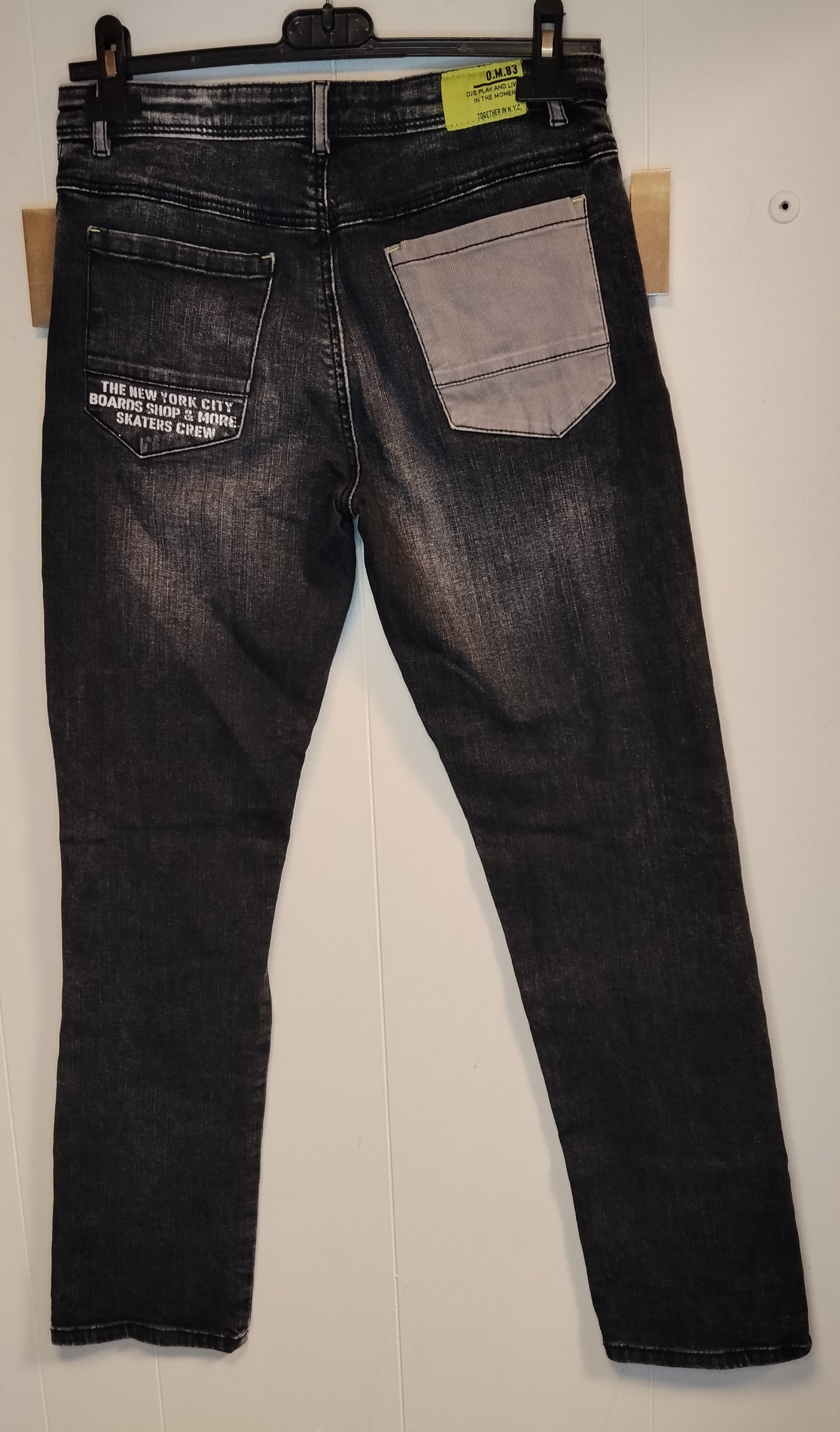 Jeans ragazzo OM83 nero effetto slavato taglia 13-14 anni