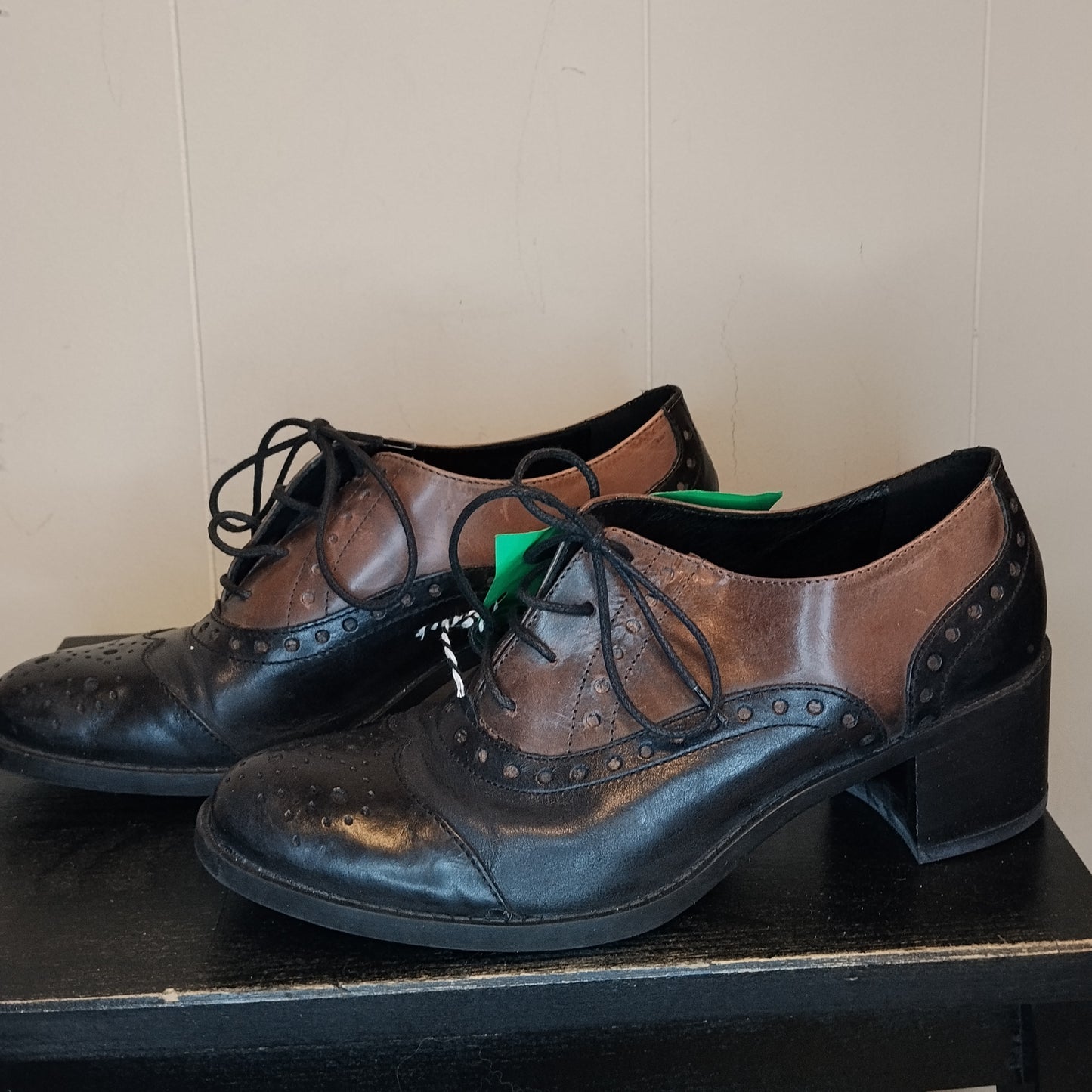 Scarpe stringate donna The First taglia 39 nere e marroni stile inglese