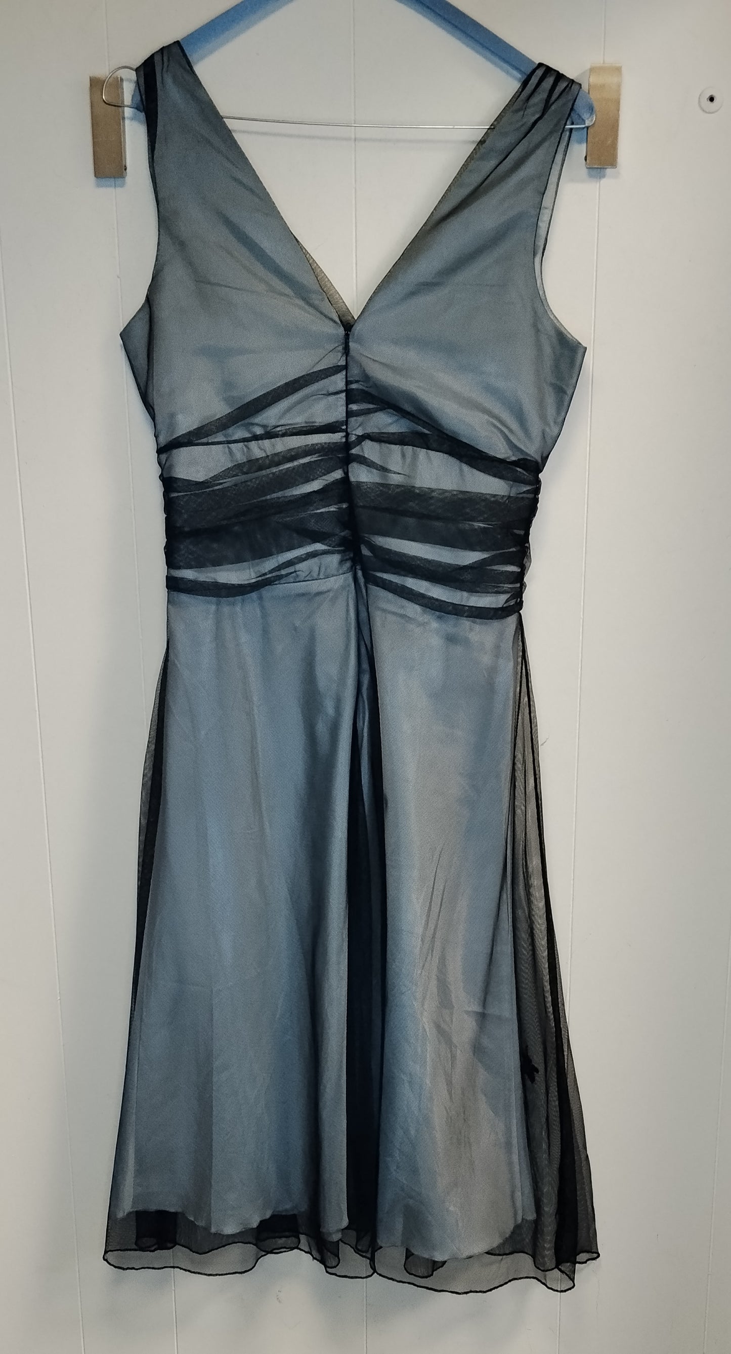 Abito Elegante in Tulle Nero e Grigio Taglia 42 Donna