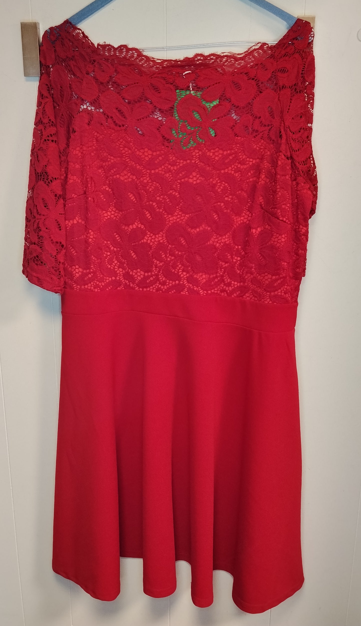Vestito Donna Rosso in Pizzo Elegante Taglia XL