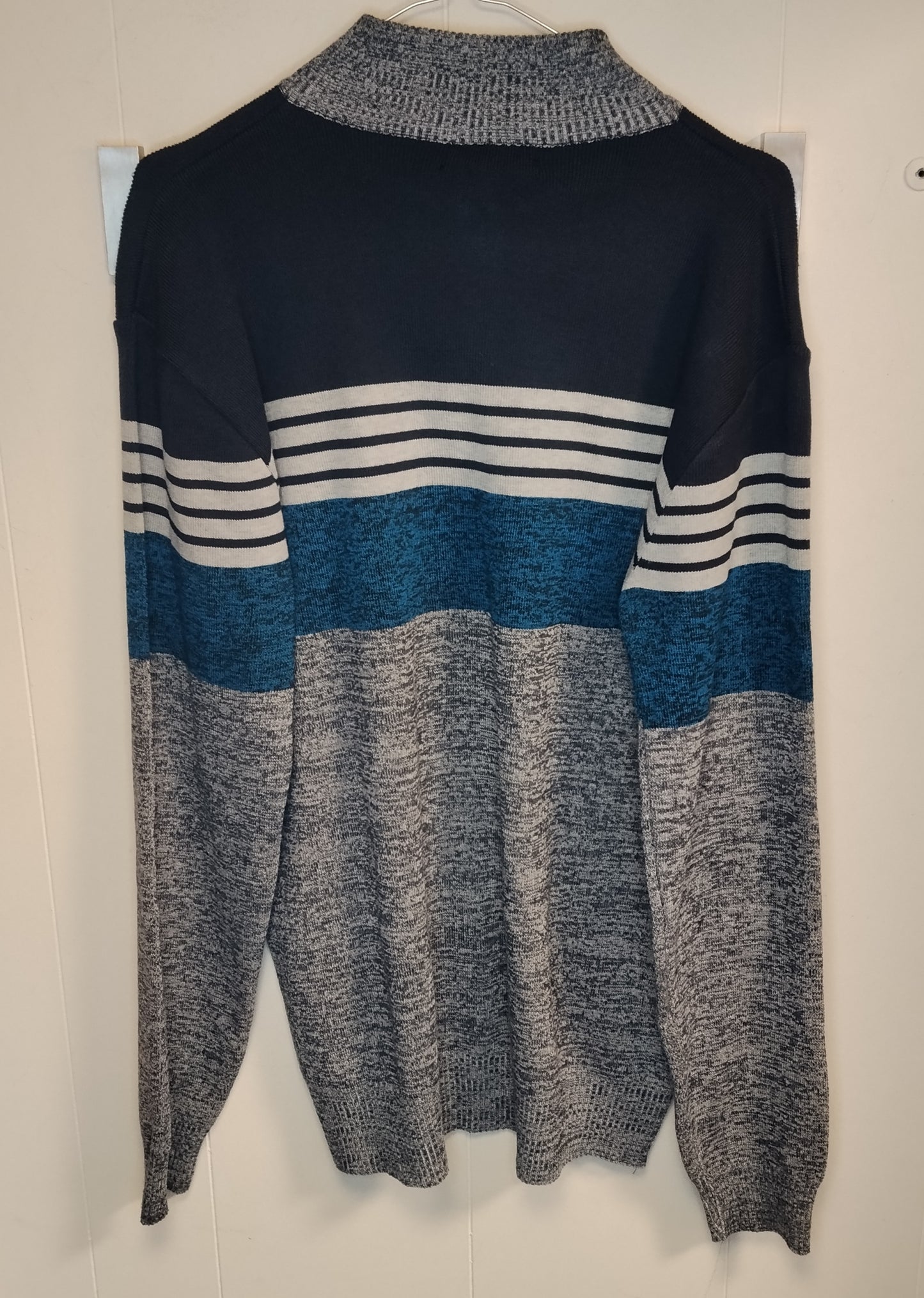 Maglione Uomo Hfan’s Blu Grigio Collo Zip Taglia XXL