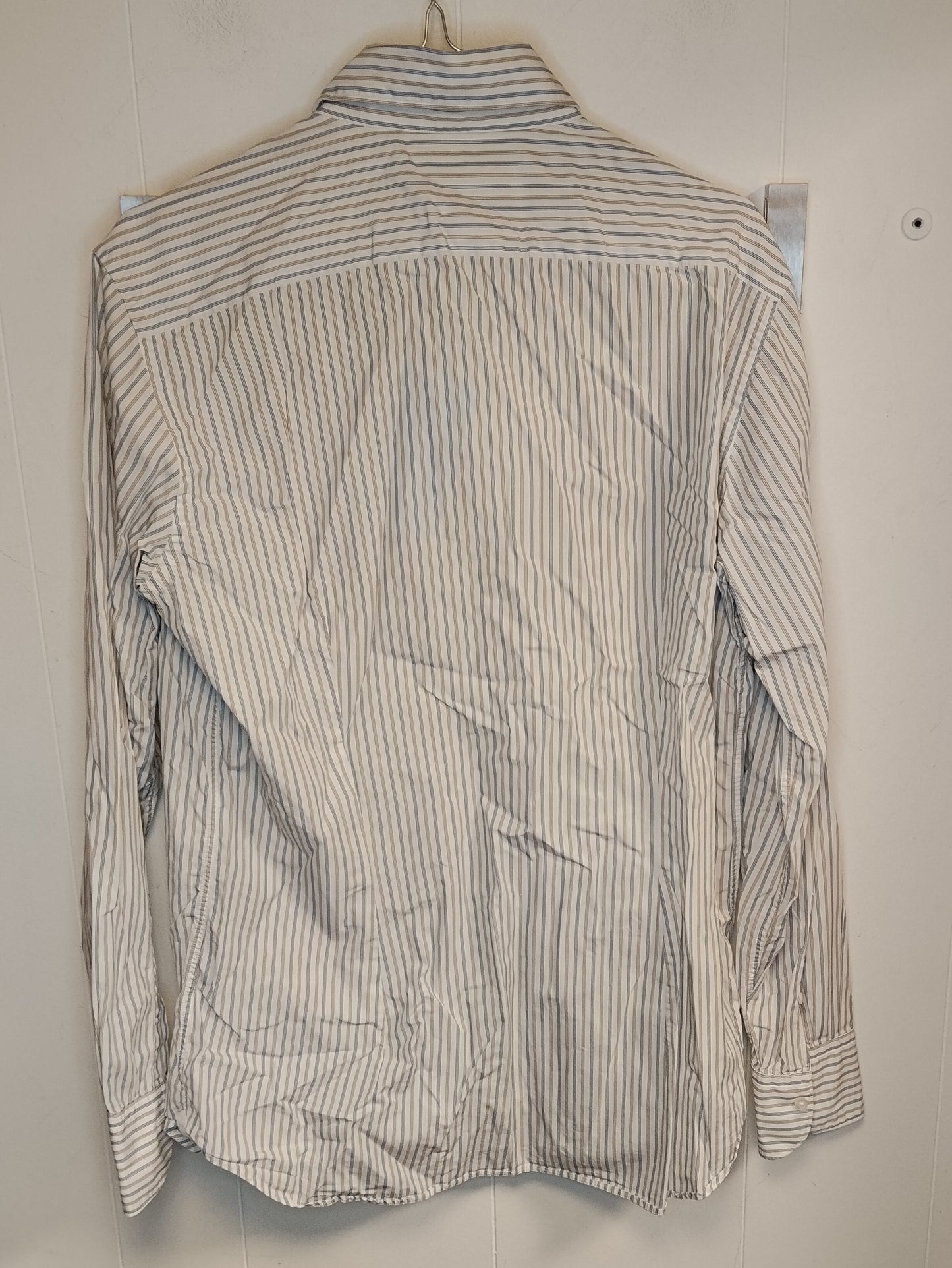 Camicia Uomo Caliban Righe Beige e Bianche Collo 39 Taglia M
