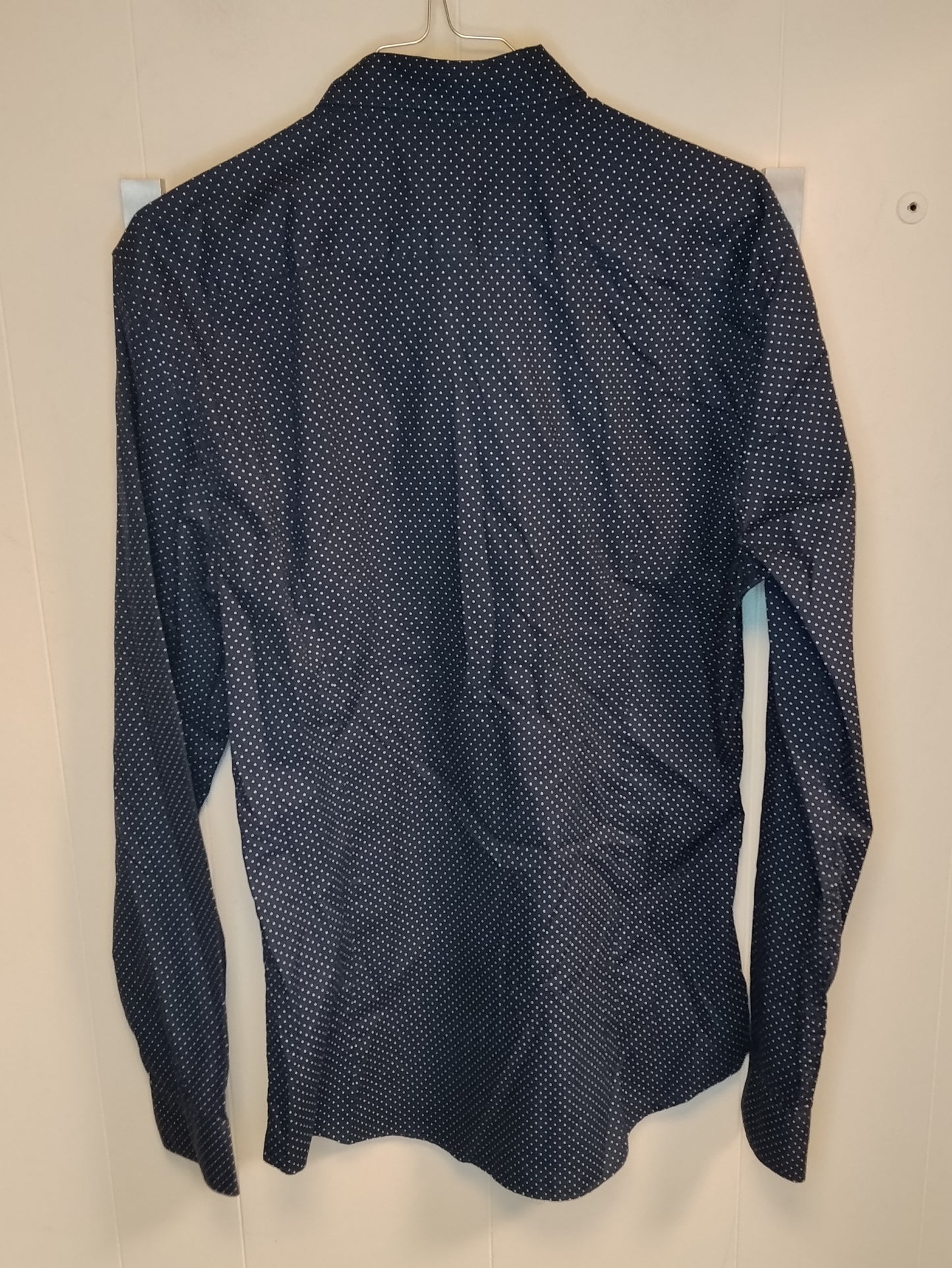 Camicia Uomo H&M Blu a Pois Bianchi Taglia M Slim Fit