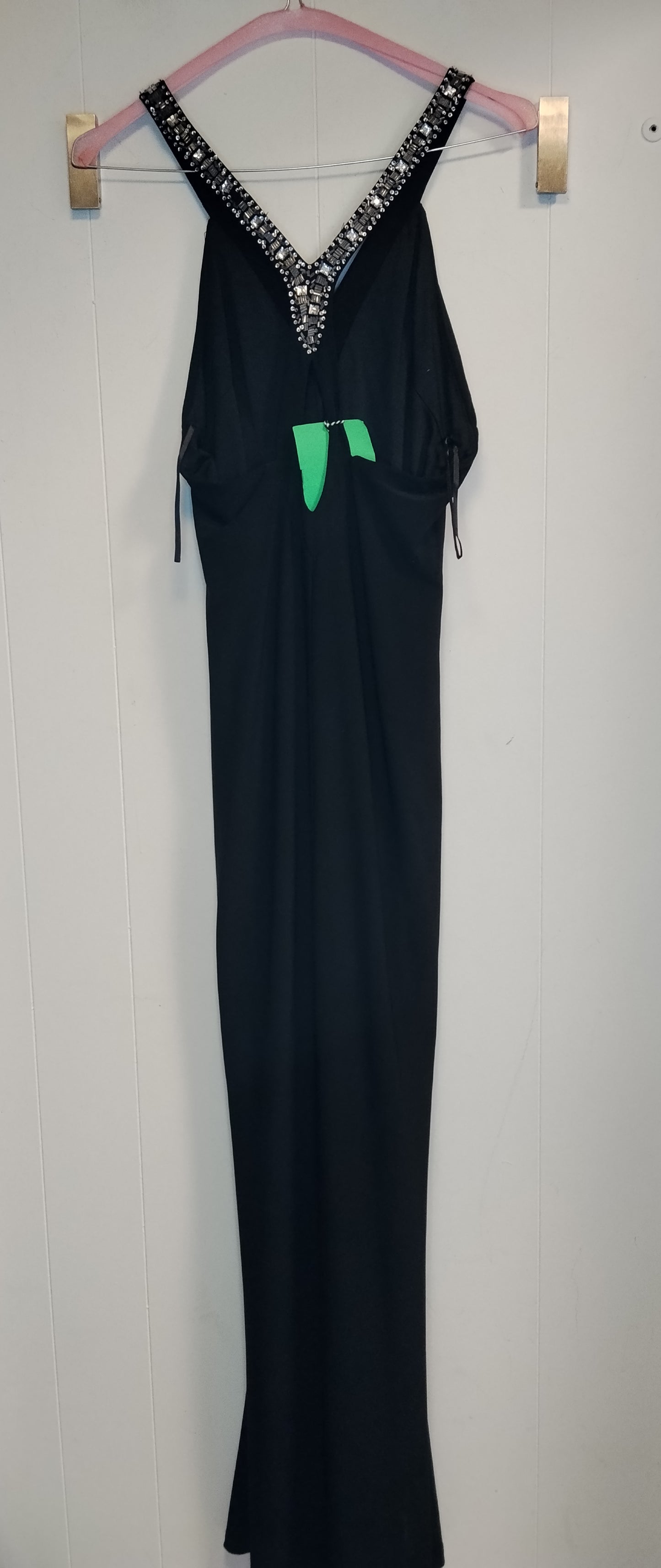 Abito Lungo Elegante Nero con Strass Donna Taglia M Cerimonia