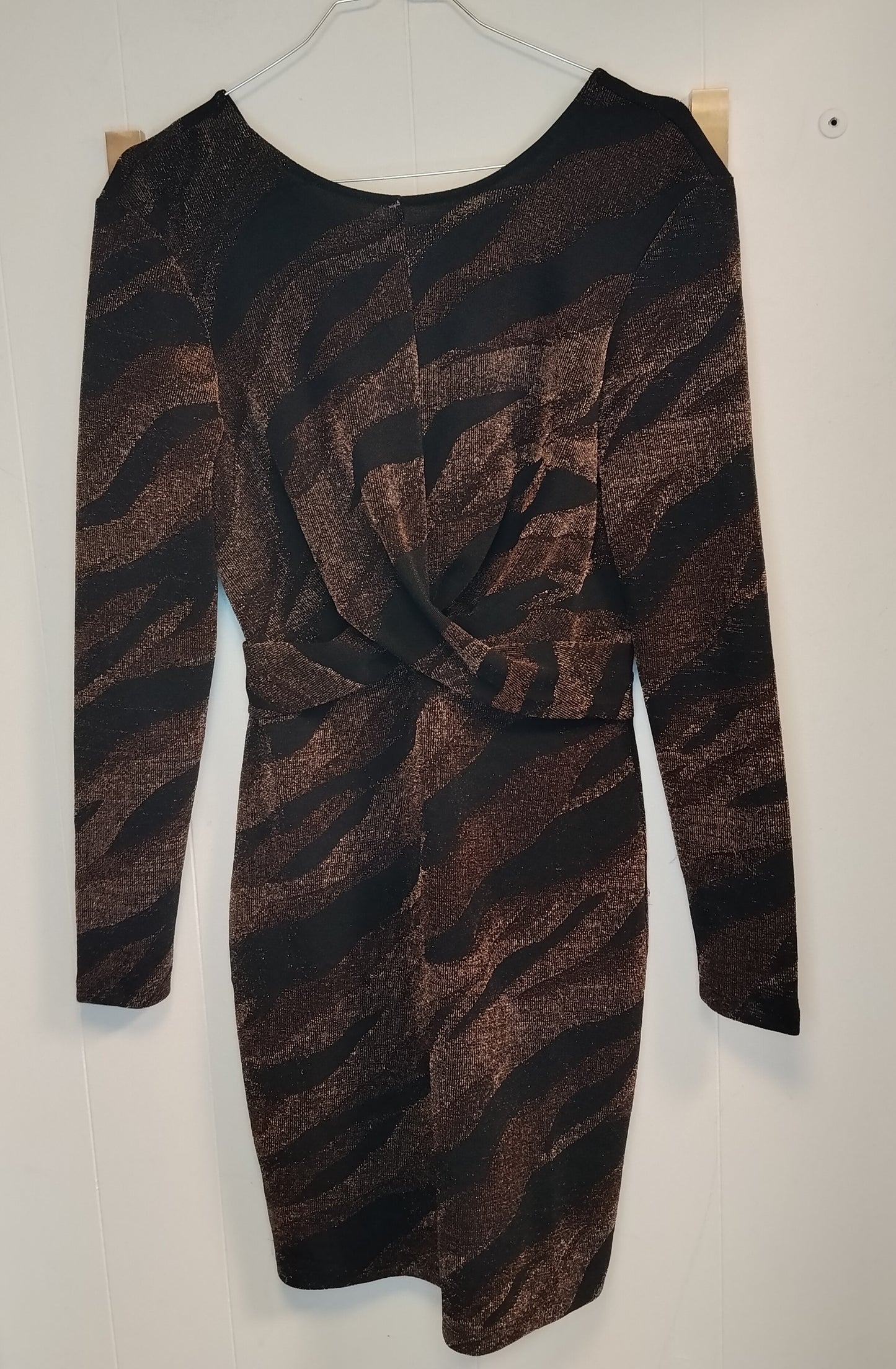 Vestito Donna Animalier Nero Bronzo Lurex Taglia L Elegante