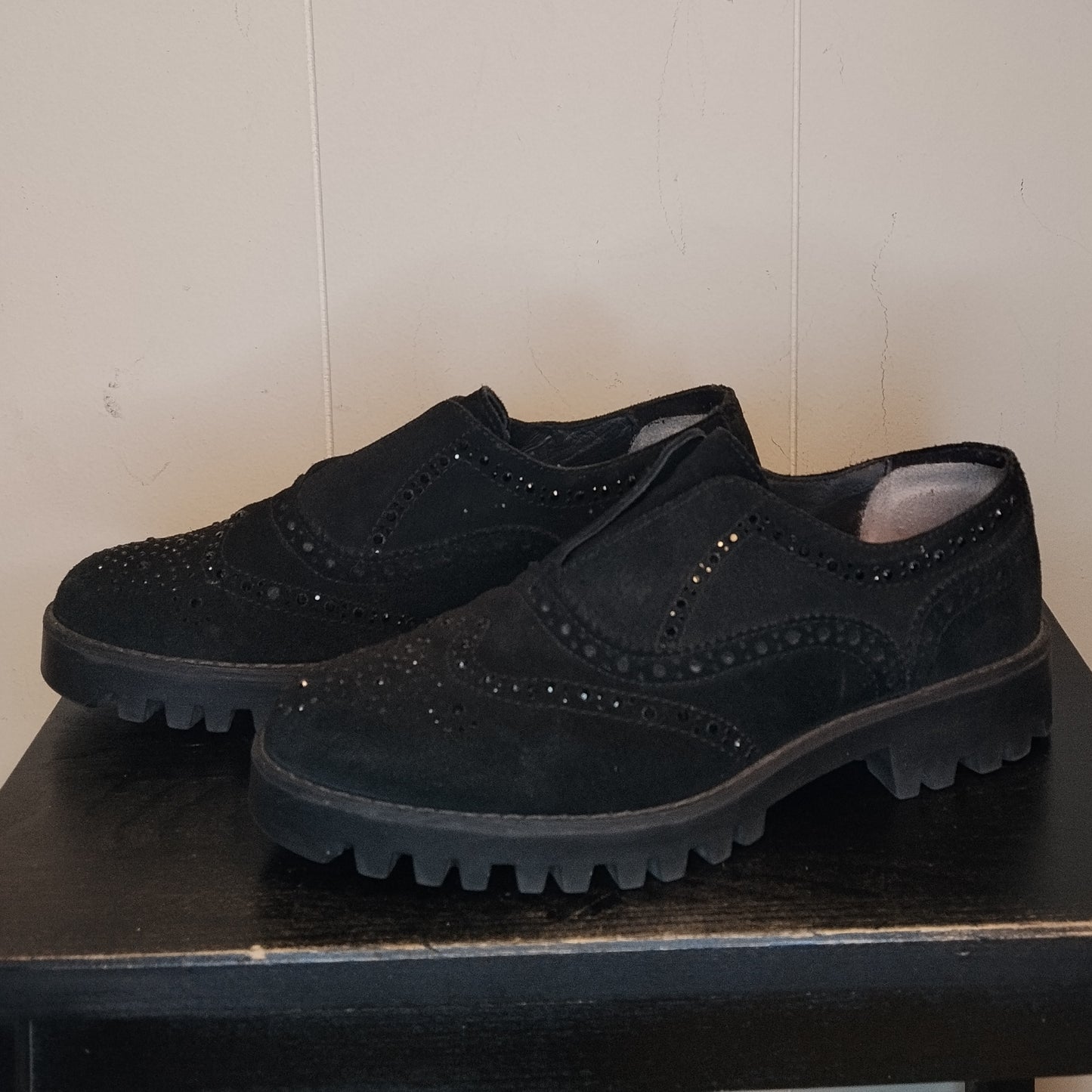 Scarpe Donna IGI&CO Nere Stringate Platform Brogue Scamosciate Tg 36