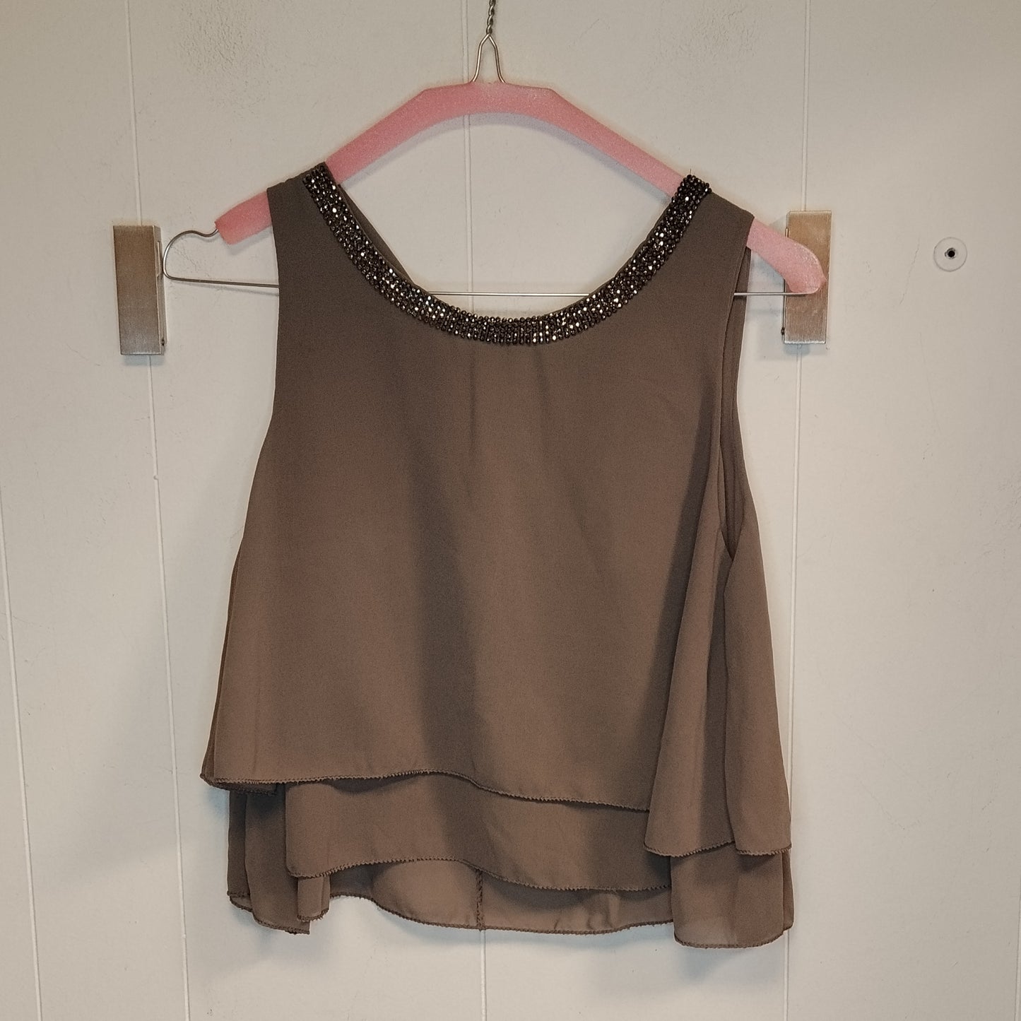 Top Donna Zebra Beige con Perline Nuovo Taglia S