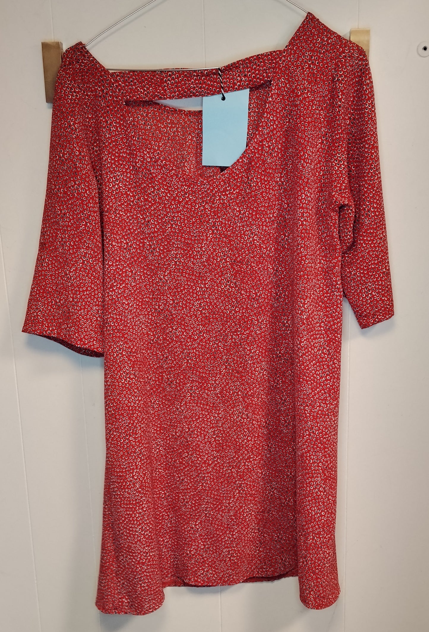 Vestito Donna Rosso Fantasia Geometrica Taglia L