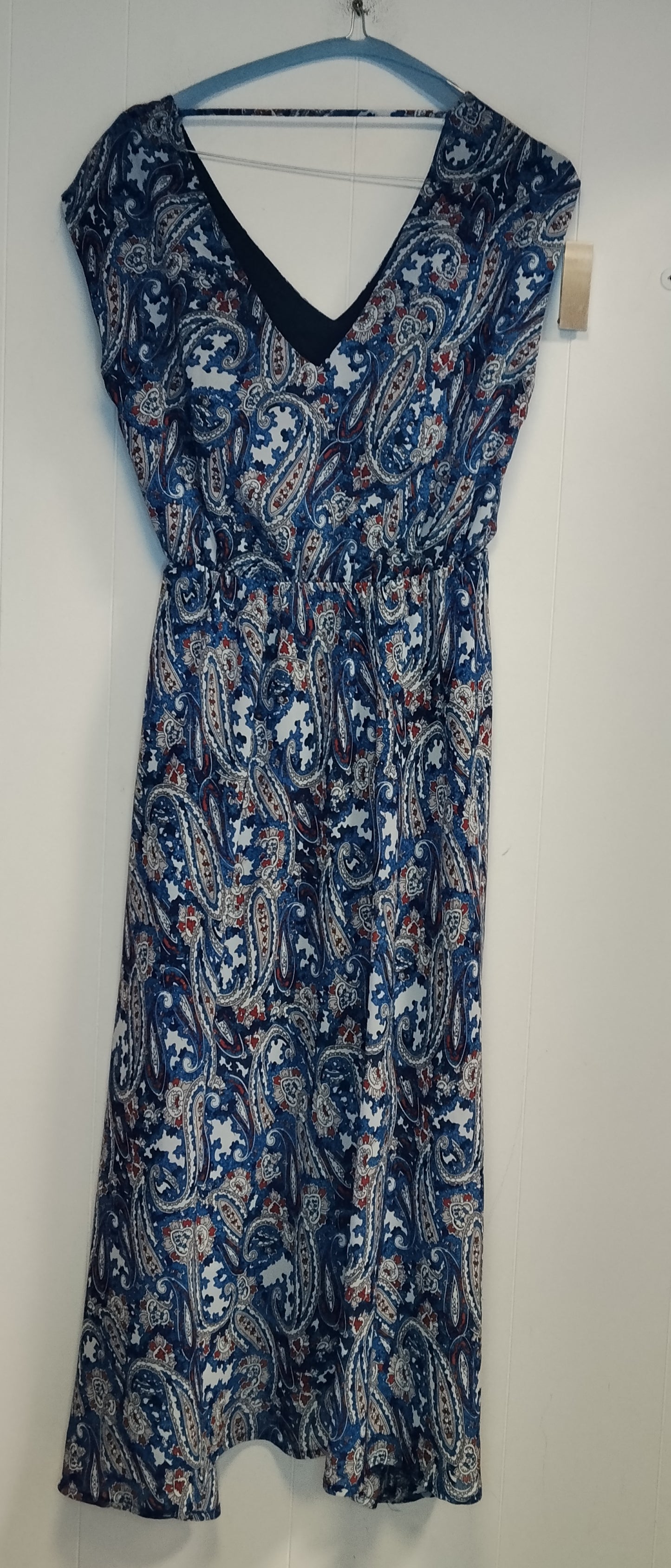 Abito Donna OVS Fantasia Paisley Blu Taglia 40 Vestito Midi Casual Elegante