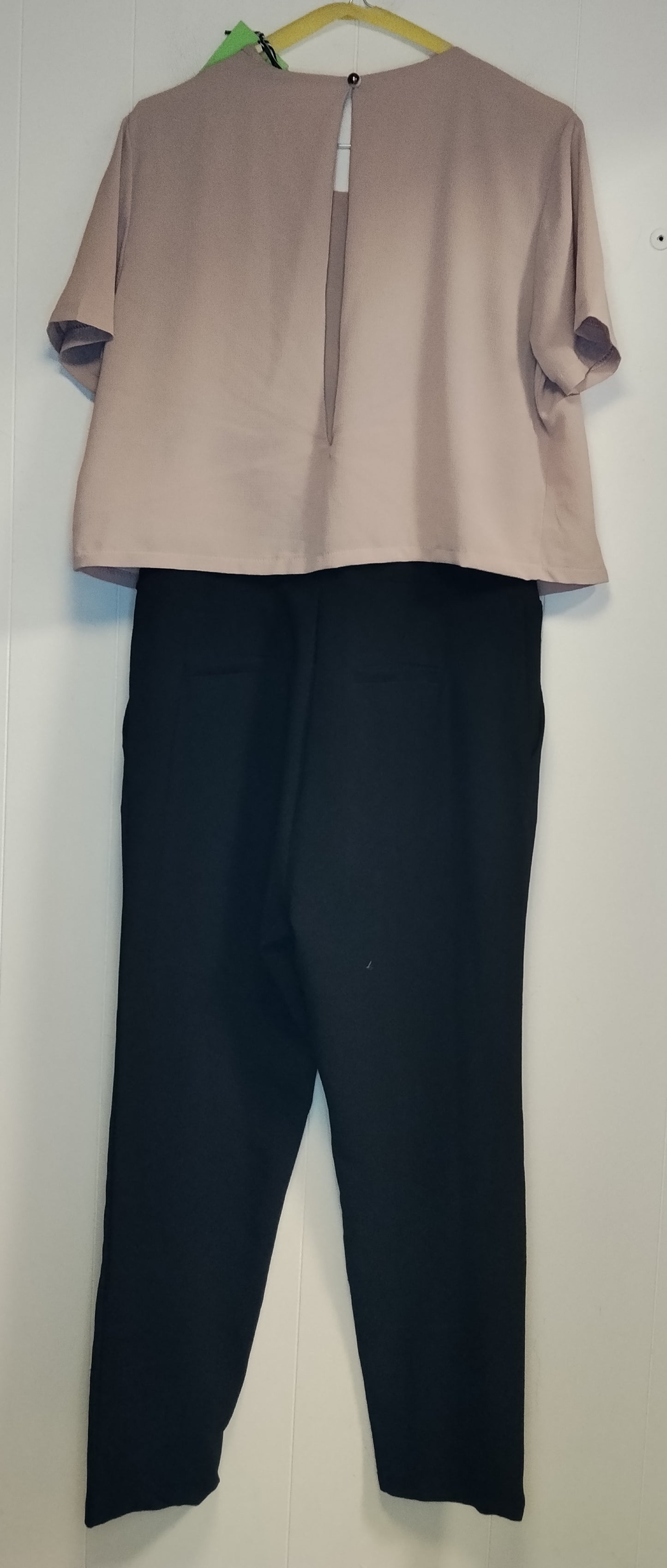 Tuta Donna No-Nà Elegante Rosa Cipria e Nero Taglia L Completo Cerimonia