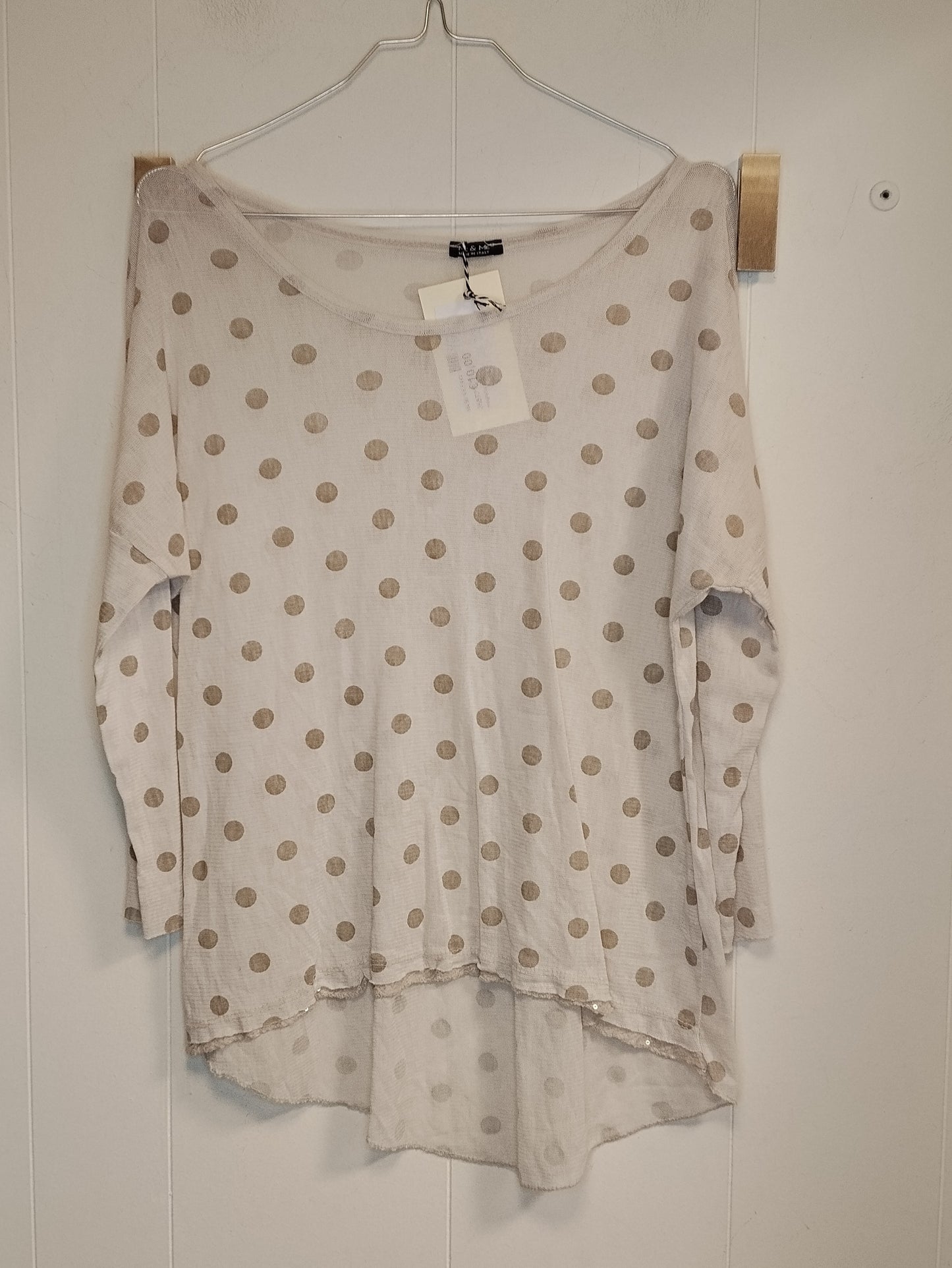 Maglia Me & Me Donna Beige a Pois Taglia M Leggera con Fondo Asimmetrico