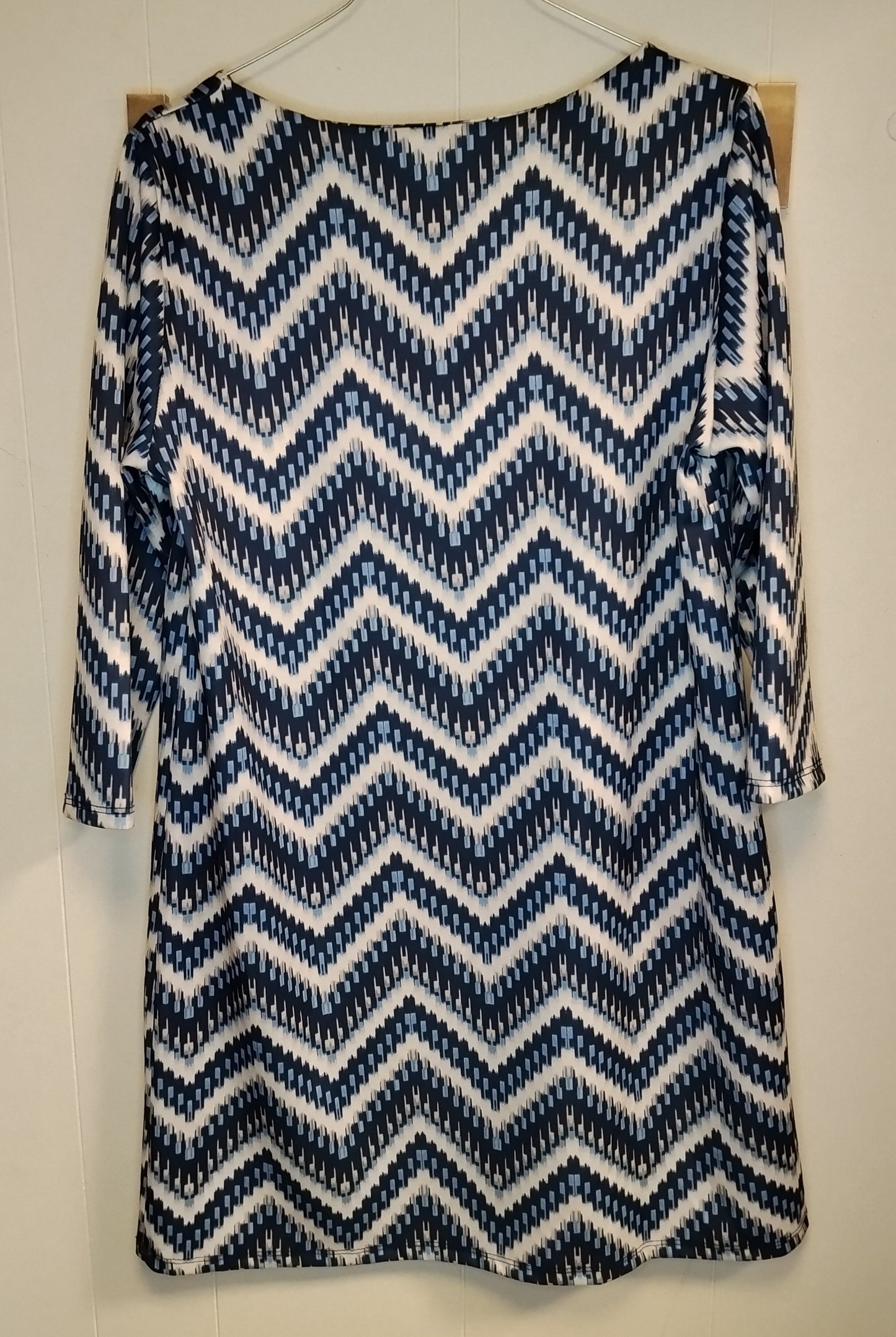 Vestito Donna Ler Plaisir Fantasia Chevron Blu Bianco Taglia XL Nuovo con Cartellino