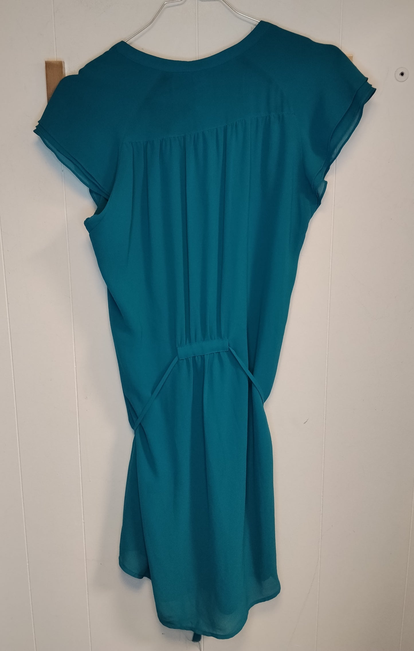 Vestito H&M Turchese Donna Taglia 40 Abito Fluido con Cinturino in Vita