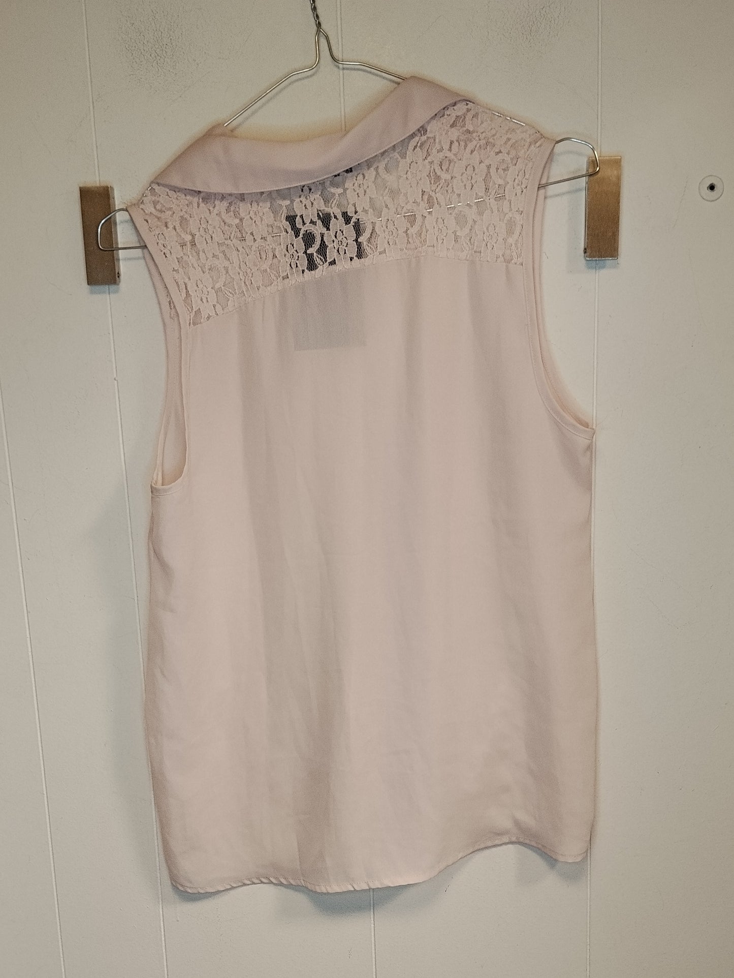 Camicia Donna Terranova Rosa Cipria con Pizzo Taglia S Senza Maniche Elegante Casual