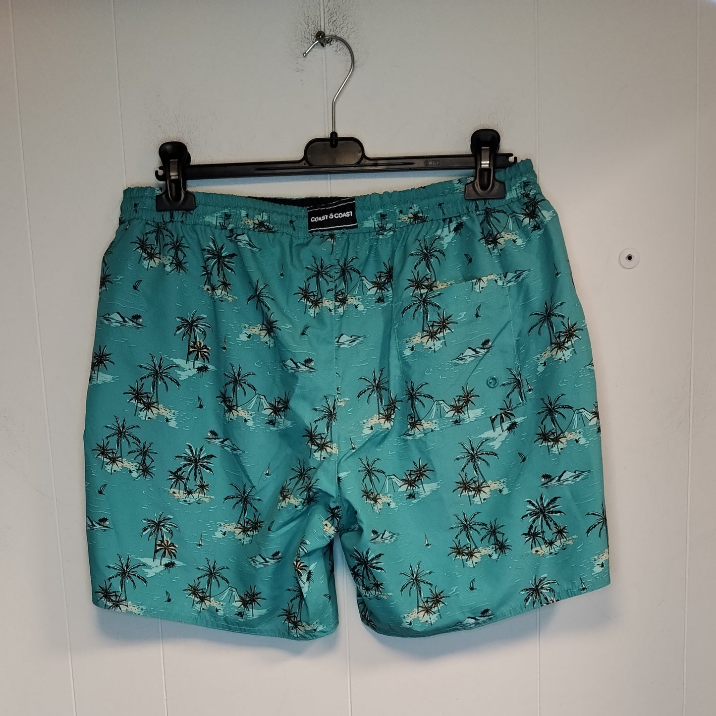 Costume Uomo Coast Coast Turchese Fantasia Tropicale Taglia M Girovita 82 cm Boxer Mare