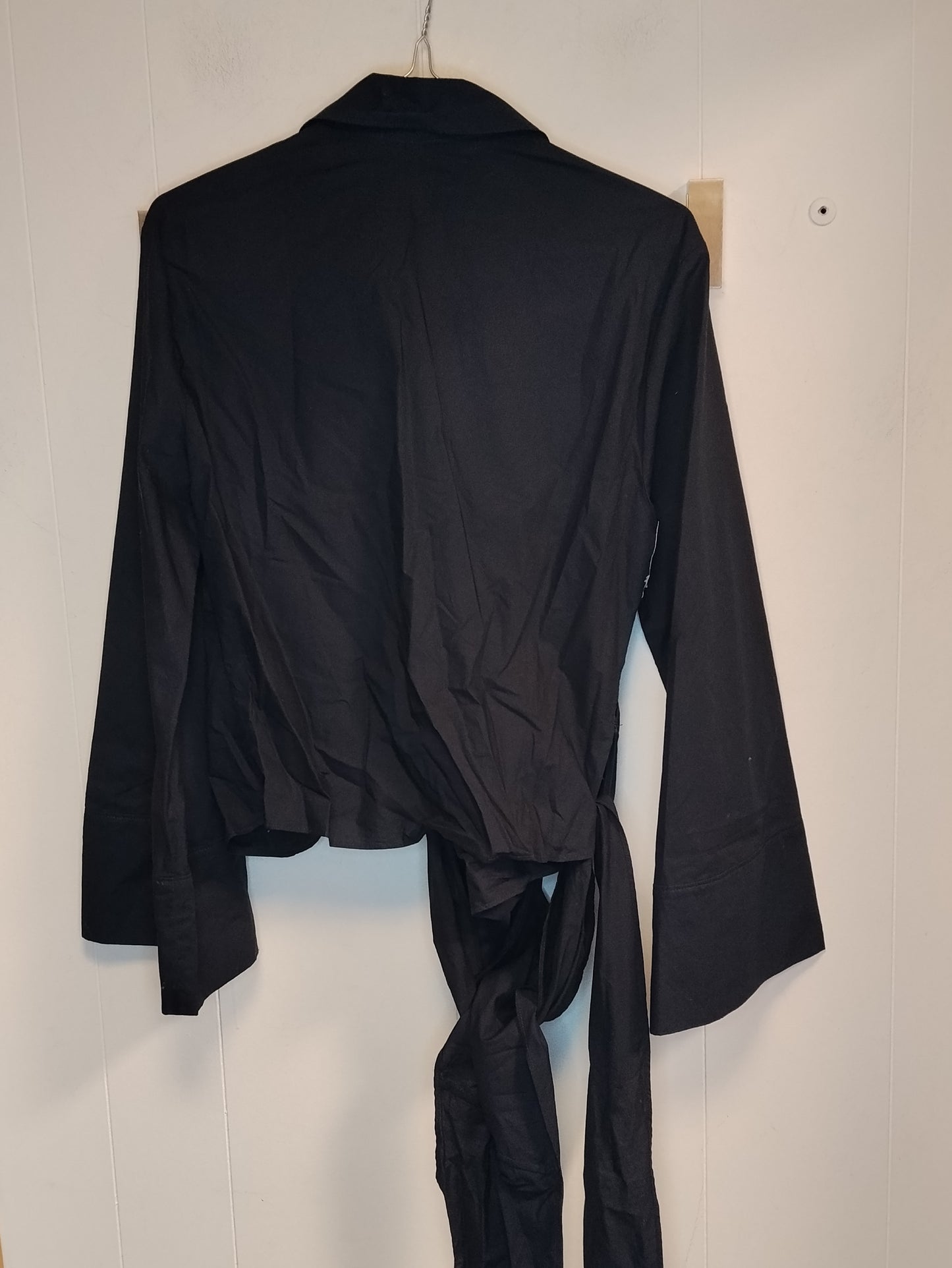 Camicia Donna Zara Nera con Nodo Taglia S Blusa Elegante Manica Lunga
