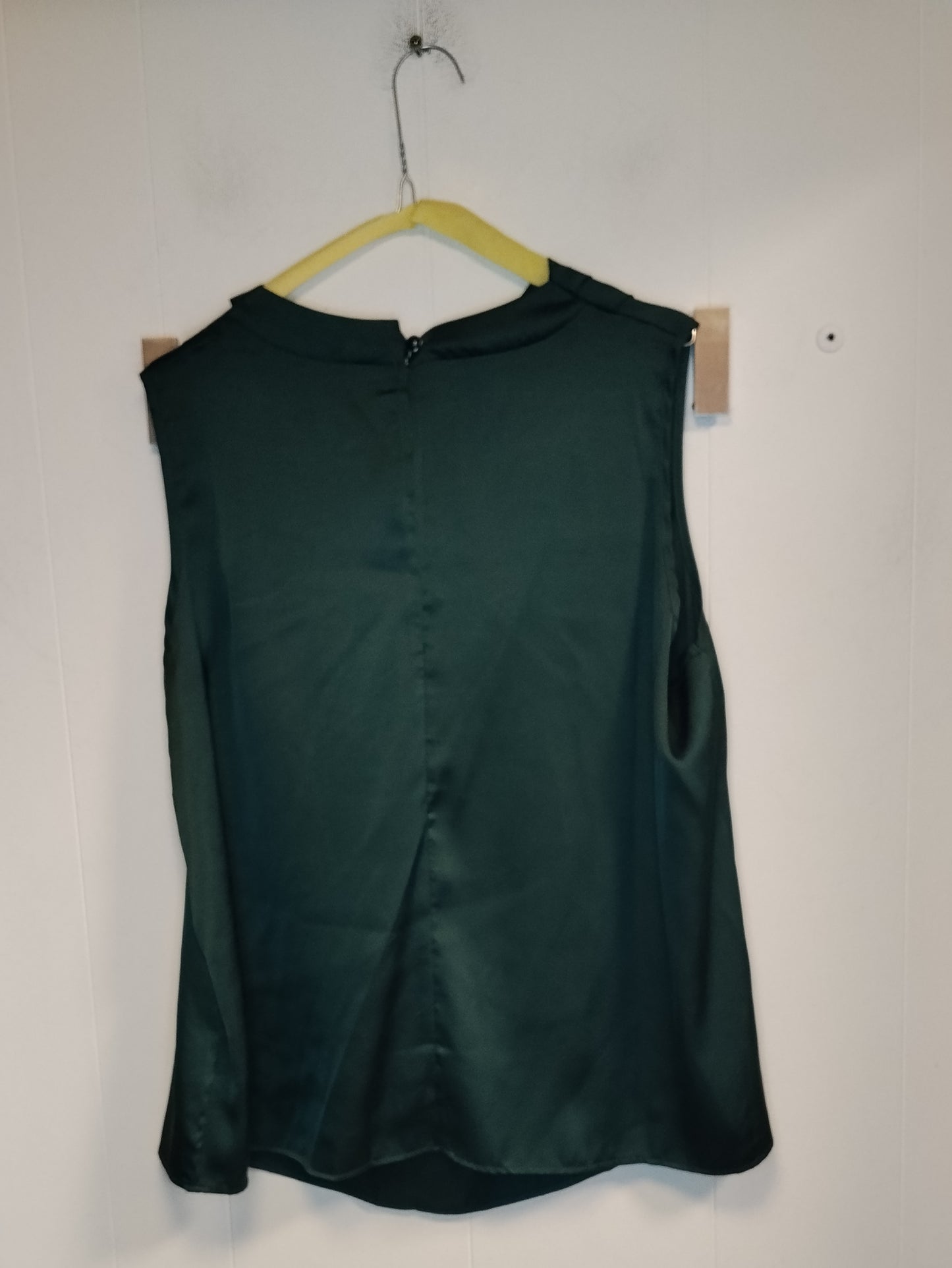 Top Donna Verde Smeraldo Taglia L Blusa Elegante Smanicata con Collo Drappeggiato