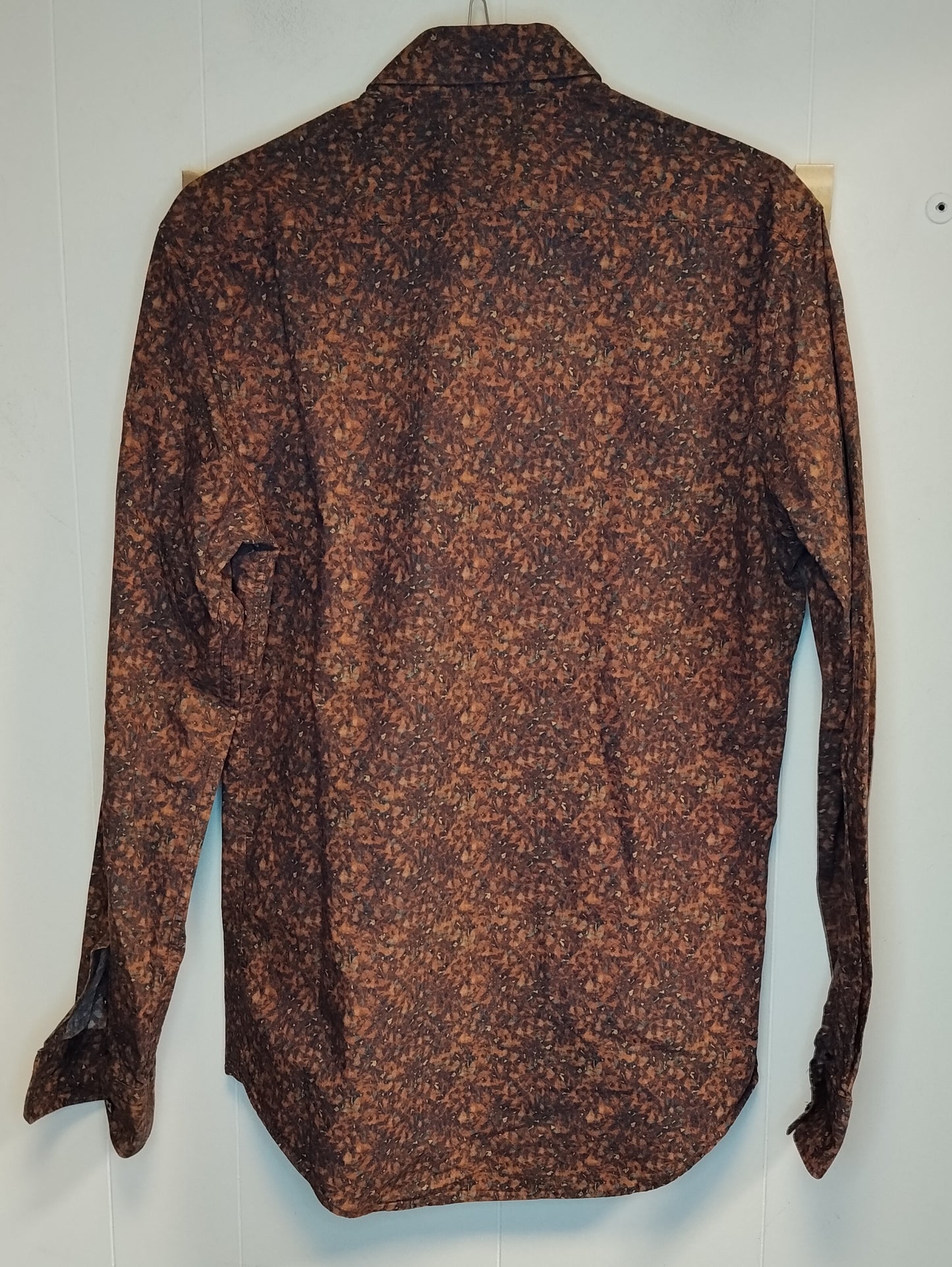 Camicia Uomo Zara Man Slim Fit Fantasia Marrone Manica Lunga Taglia M