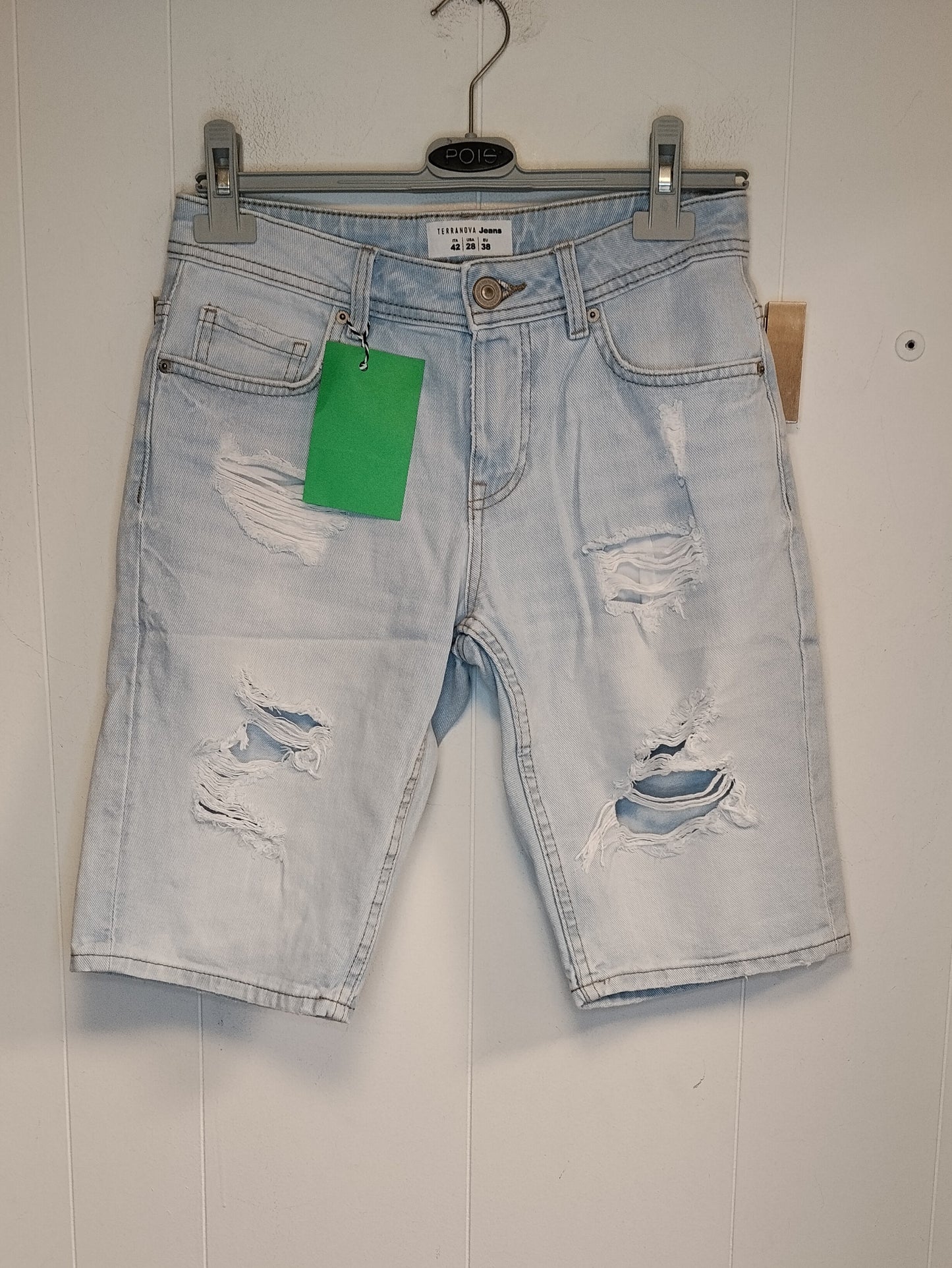 Bermuda Donna Terranova Jeans Chiaro Strappato Taglia 42