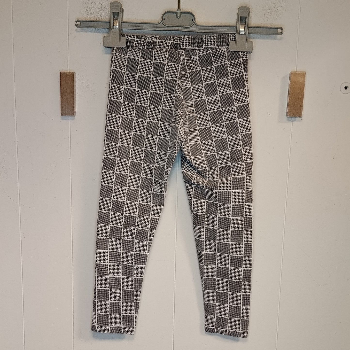 Leggings Bambina OVS Fantasia Quadri Bianco Nero Taglia 4-5 Anni 110 cm