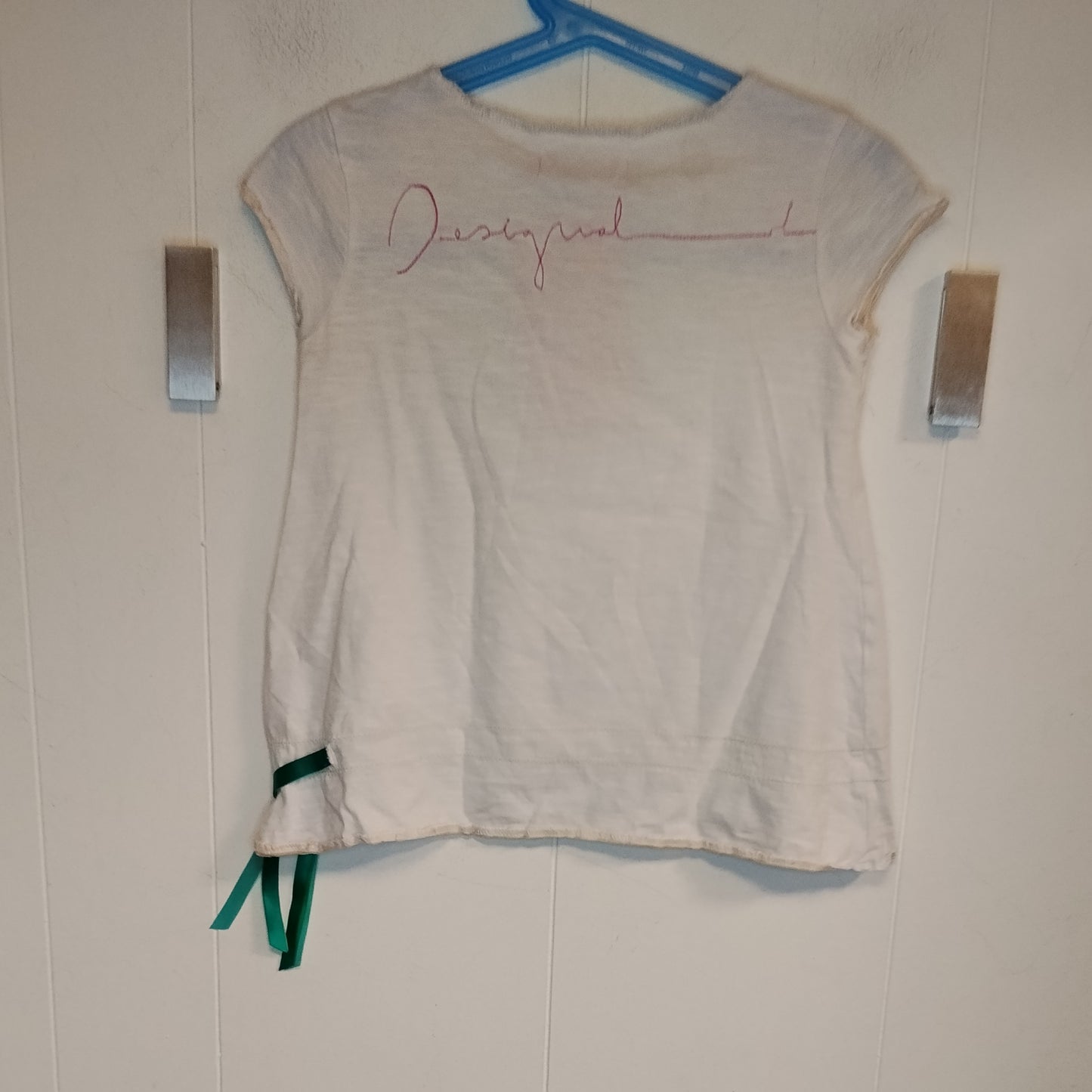 Maglietta Bambina Desigual 4 Anni Bianca con Stampa Coccinelle e Libellule