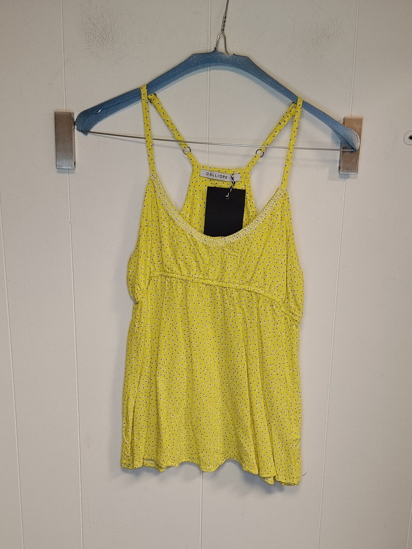 Canotta Donna Calliope Gialla Fantasia Taglia M Top Estivo Spalline Sottili