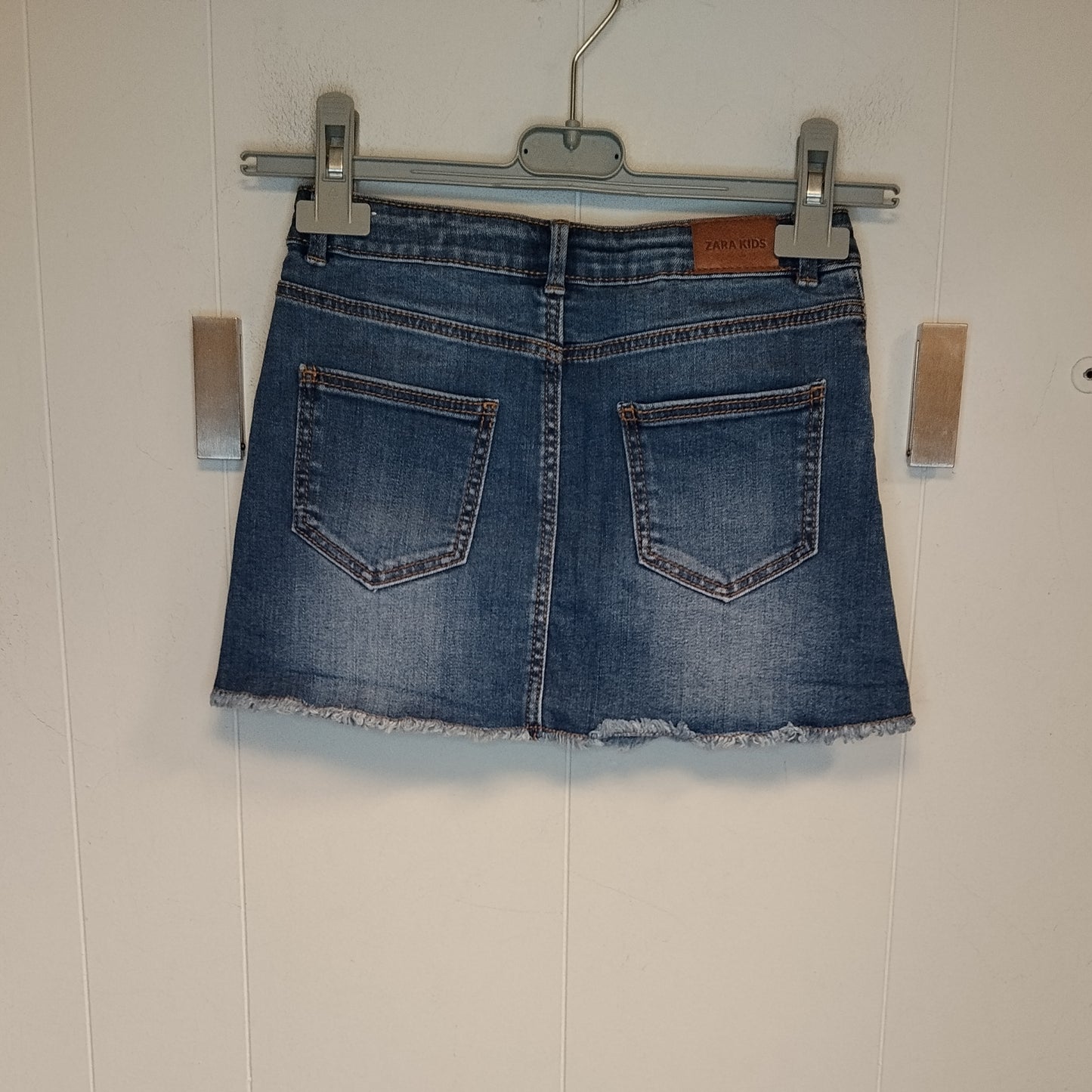 Gonna Jeans Bambina Zara Taglia 7 Anni Denim Blu con Effetto Used