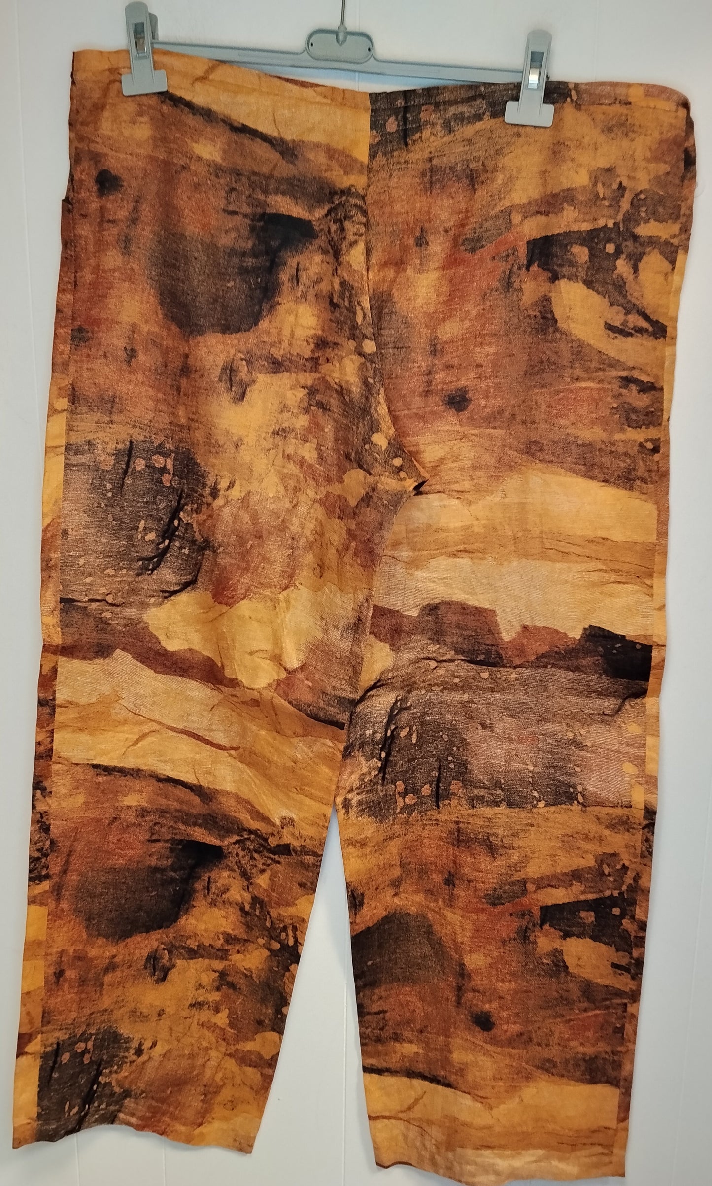 Completo Donna Okay Taglia 50 Giacca e Pantaloni Fantasia Artistica Arancione