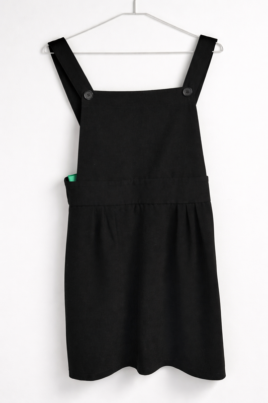 Vestito Donna Motivi Nero Salopette Taglia S – Abito Casual con Bretelle