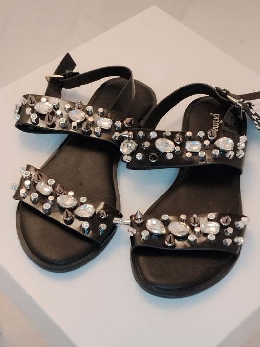 Sandali Primadonna donna taglia 36 neri con strass e borchie – sandali gioiello
