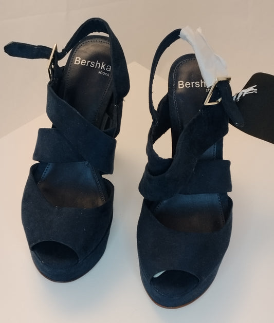 Sandali con tacco Bershka donna taglia 37 neri eleganti open toe