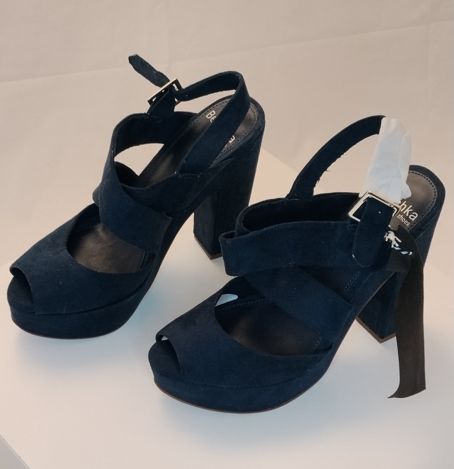 Sandali con tacco Bershka donna taglia 37 neri eleganti open toe