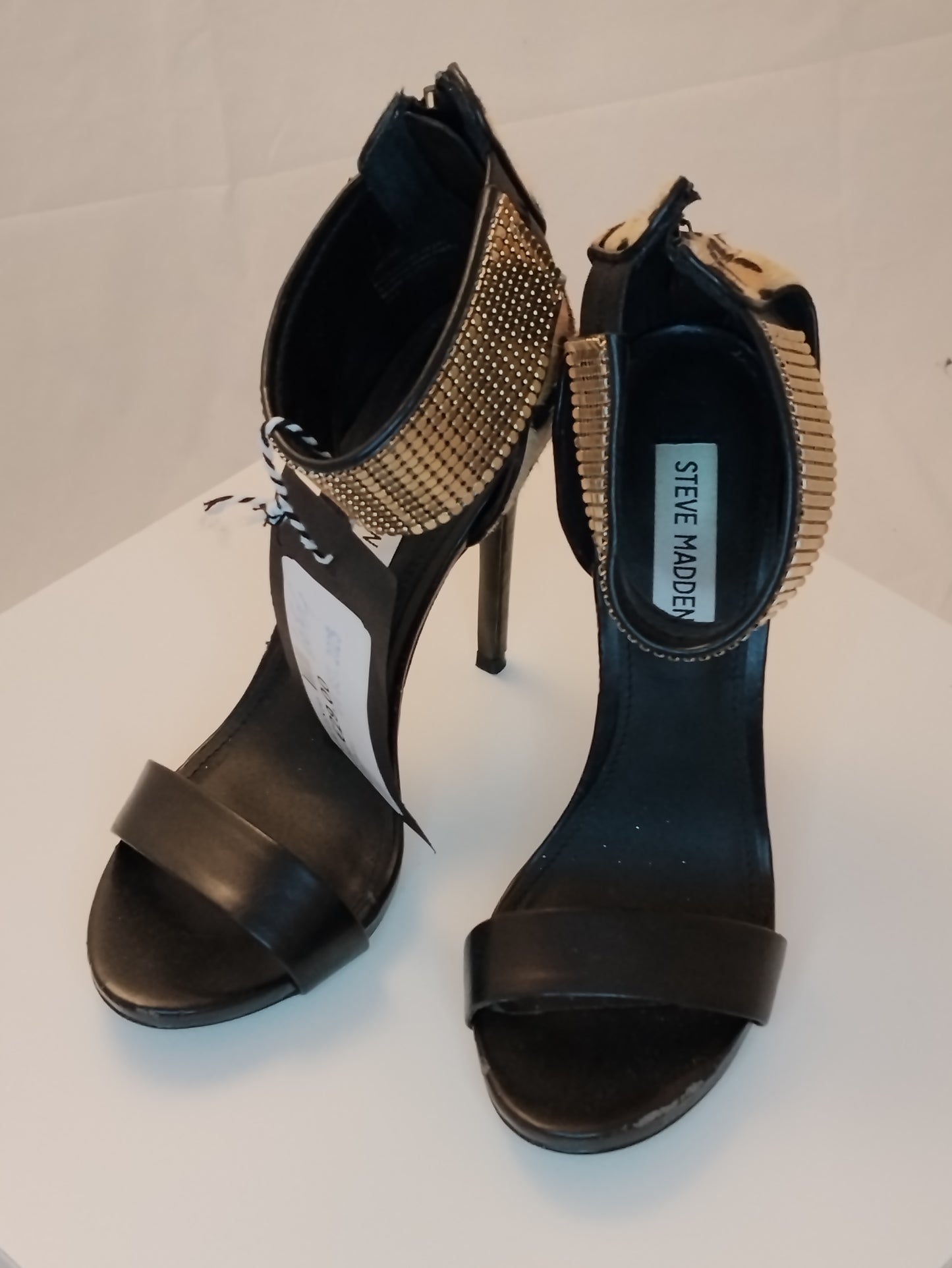 Sandali con tacco Steve Madden donna taglia 37 neri con strass eleganti