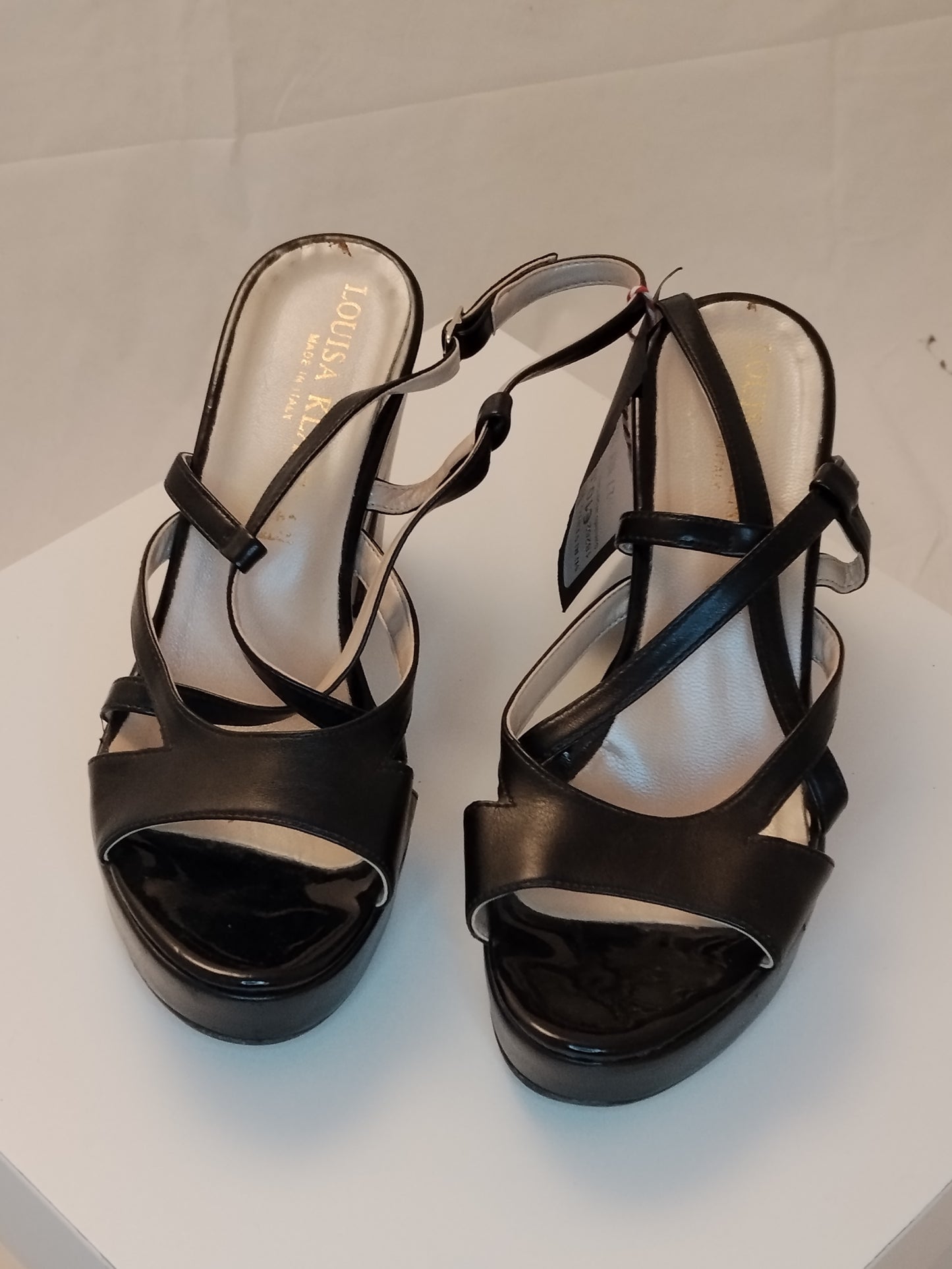 Sandali con tacco Louisa Klaps donna taglia 40 neri eleganti con plateau