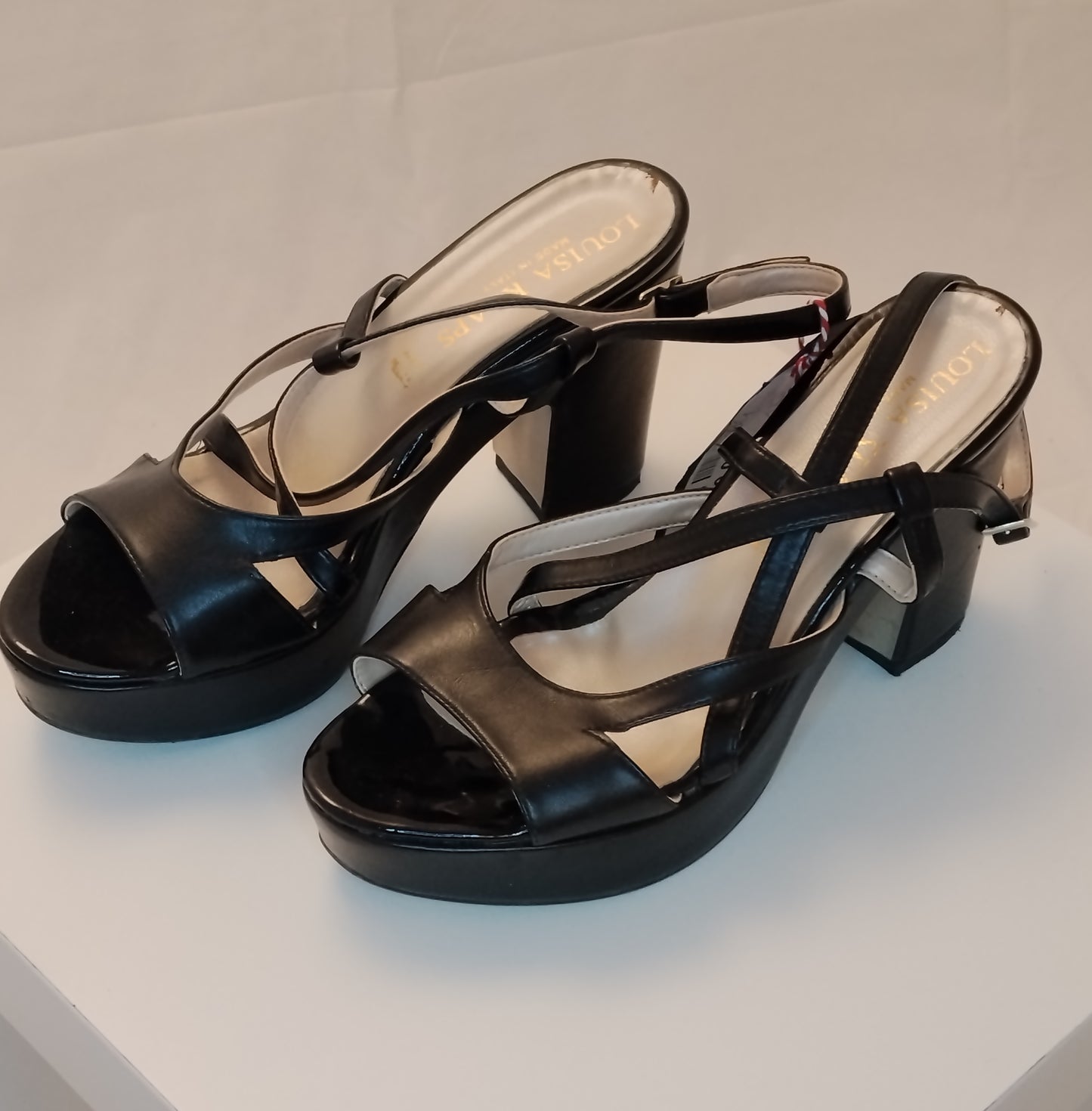 Sandali con tacco Louisa Klaps donna taglia 40 neri eleganti con plateau
