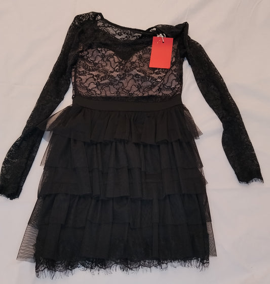 Vestito nero in pizzo e tulle taglia M – Elegante sera party