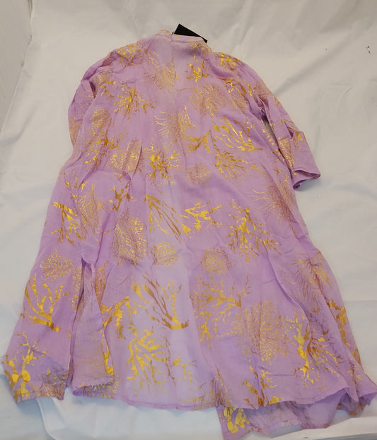 Vestito Donna Lilla con Stampa Oro Taglia Unica Abito Elegante Estivo