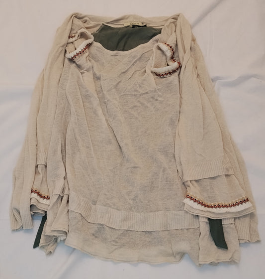 Maglia Donna No-Nà Beige con Dettagli Ricamati Taglia M Stile Boho