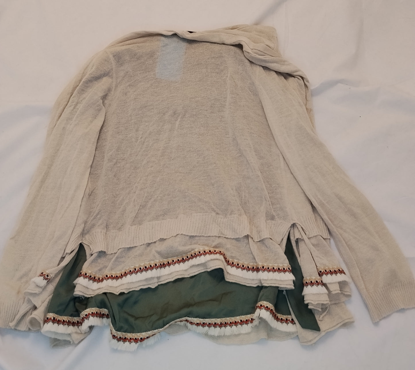 Maglia Donna No-Nà Beige con Dettagli Ricamati Taglia M Stile Boho