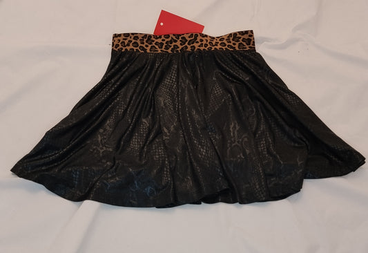 Gonna Donna Nera Effetto Pelle con Fascia Animalier Taglia S Mini Gonna