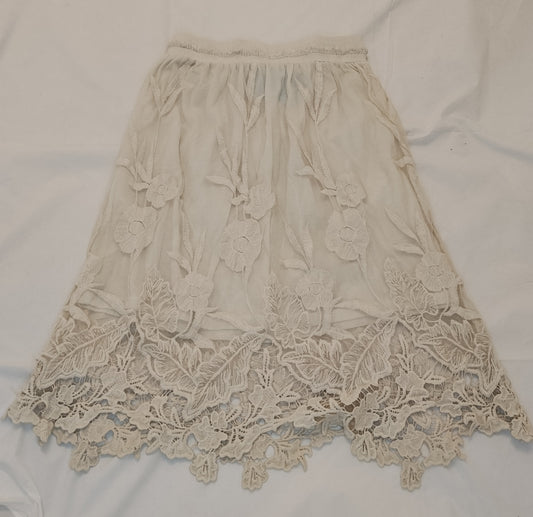 Gonna Donna Beige in Pizzo Ricamato Taglia M Gonna Elegante Floreale