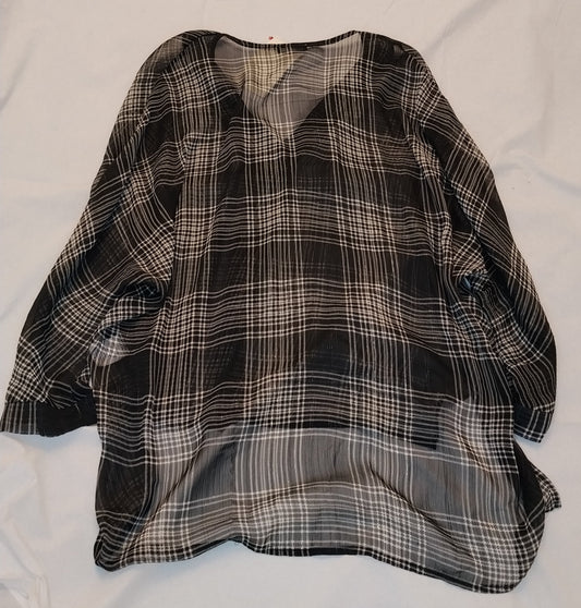 Blusa Donna Fantasia Quadri Taglia Unica Camicia Oversize Casual Chic