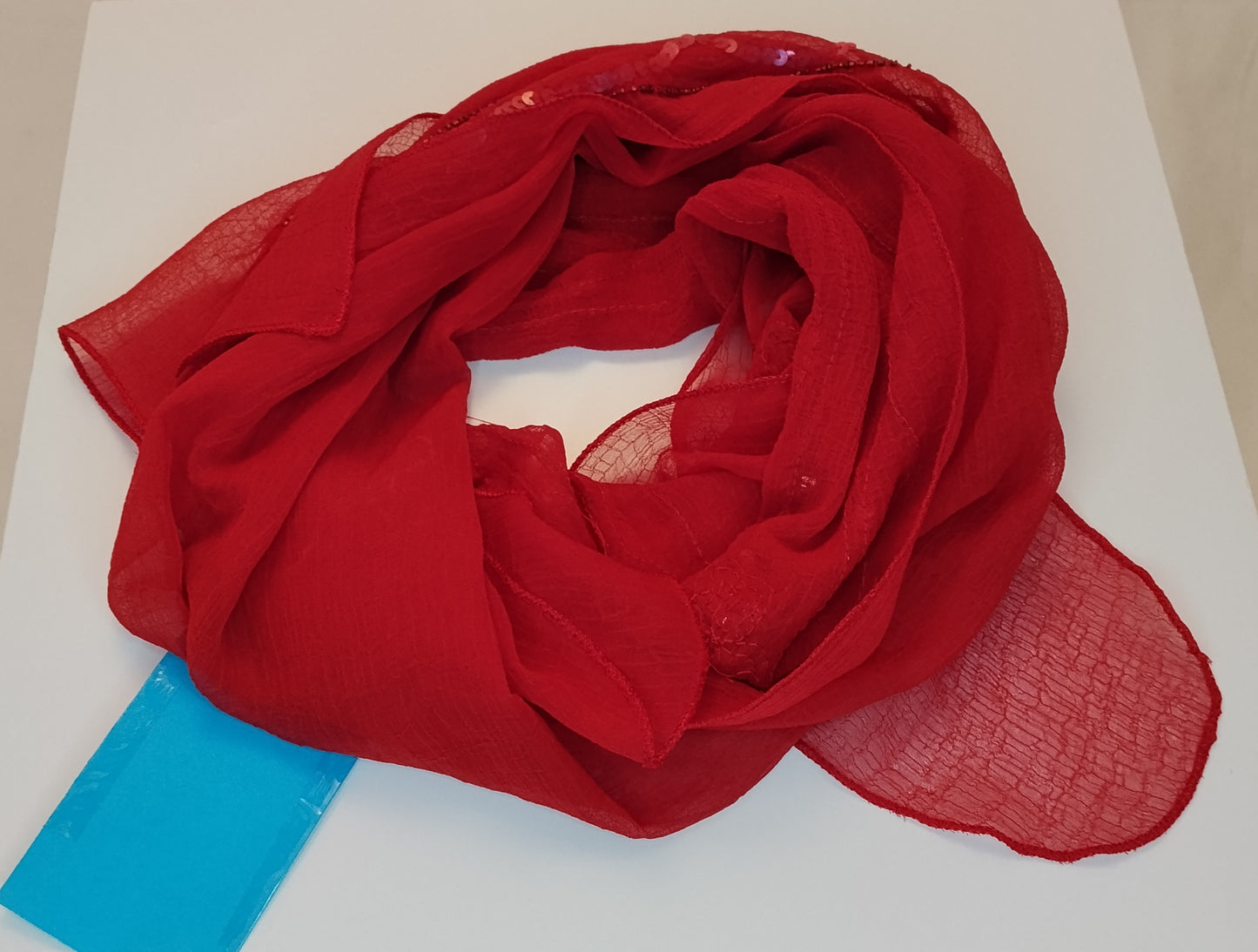 Pareo Donna Rosso con Paillettes Copricostume Mare Elegante