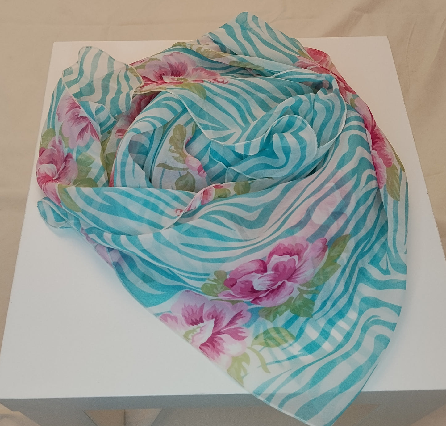 Pareo Donna Fantasia Floreale e Zebrata Azzurro Copricostume Estivo